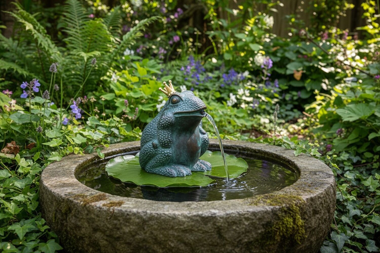Bronzewasserspeier Froschkönig WALTER, 17 cm