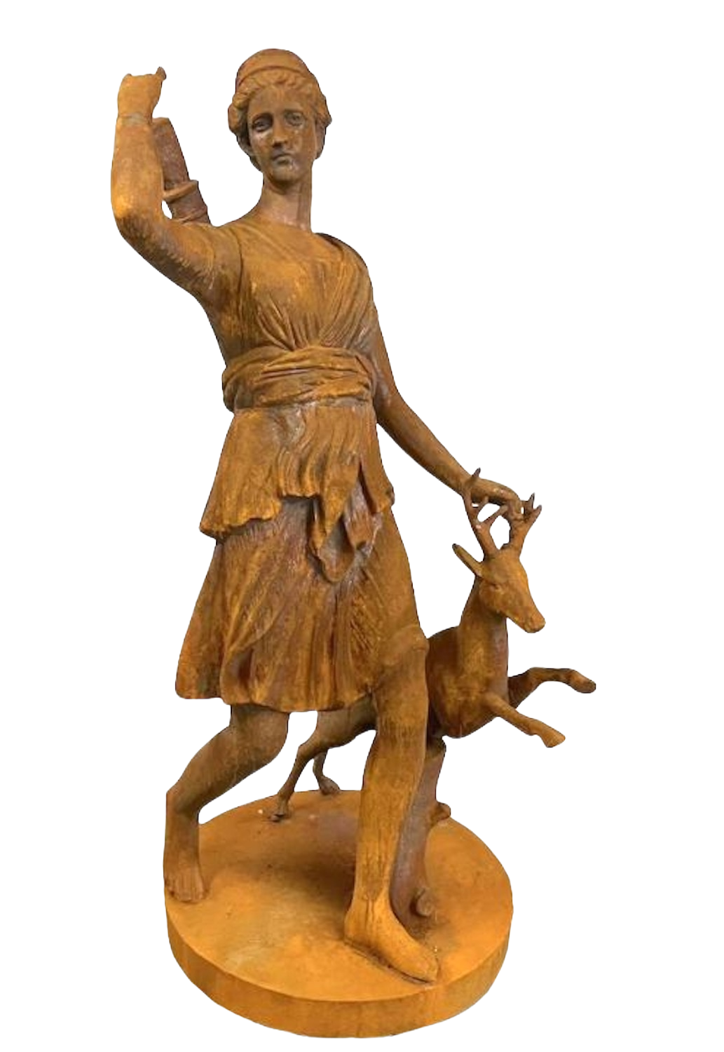 Gusseisen Göttin DIANA MIT HIRSCH