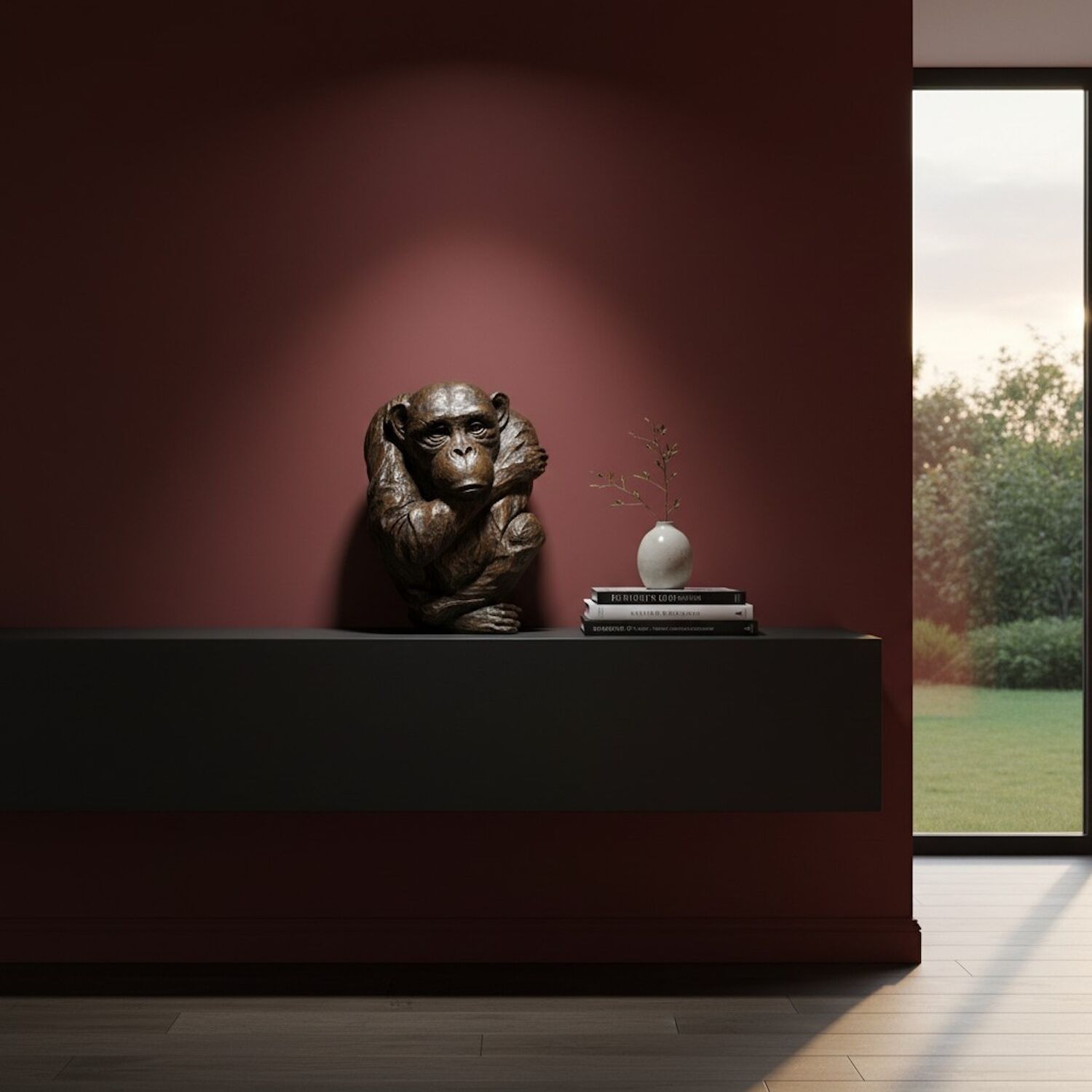 Bronzefigur Schimpanse Affe JAMES