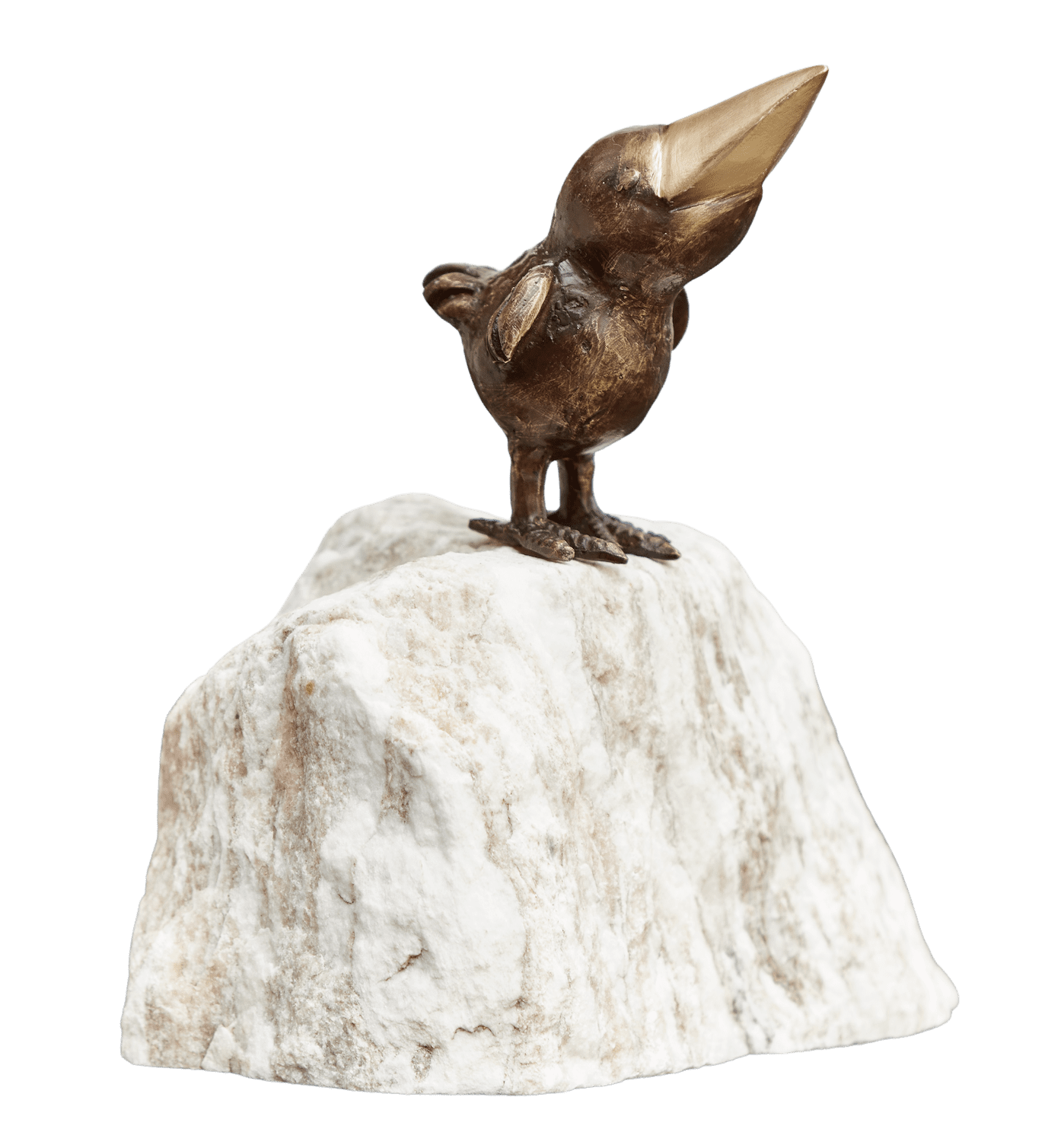 Bronzevogel RABE HANS auf Marmorfindling