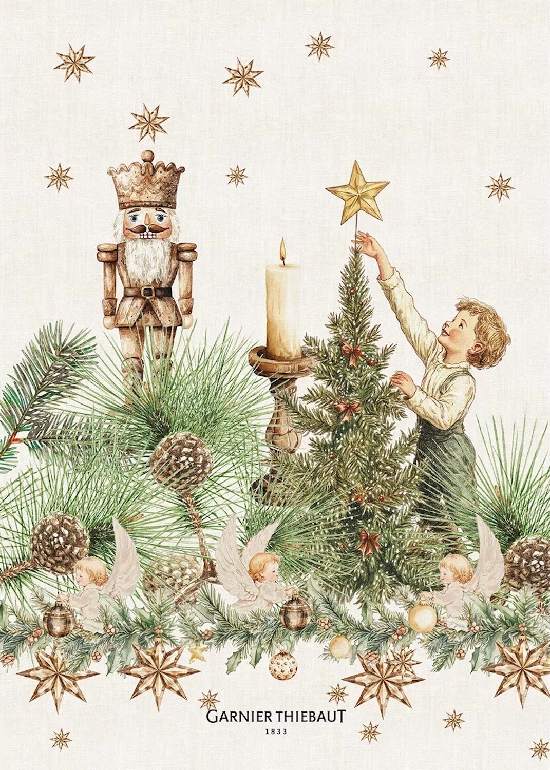 Geschirrtuch VINTAGE-GOLD-WEIHNACHTEN, Garnier Thiebaut, 50 x 70 cm