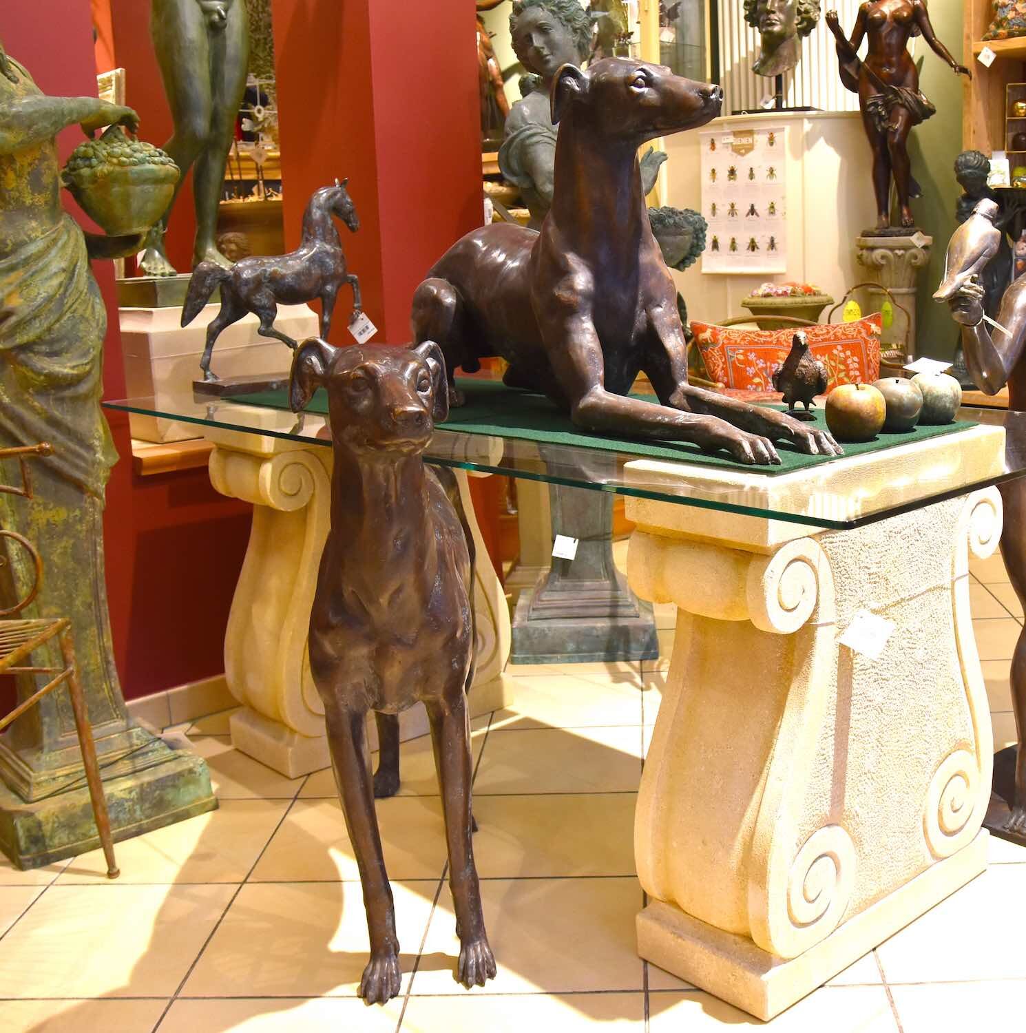 Bronzefigur Hund Windhund GREYHOUND EOS