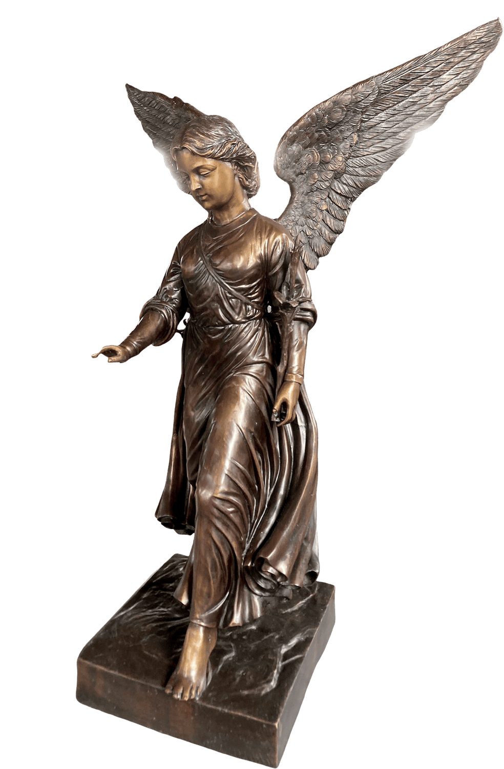 Bronzefigur ANGEL OF THE WATERS, 124 cm, braun patiniert 