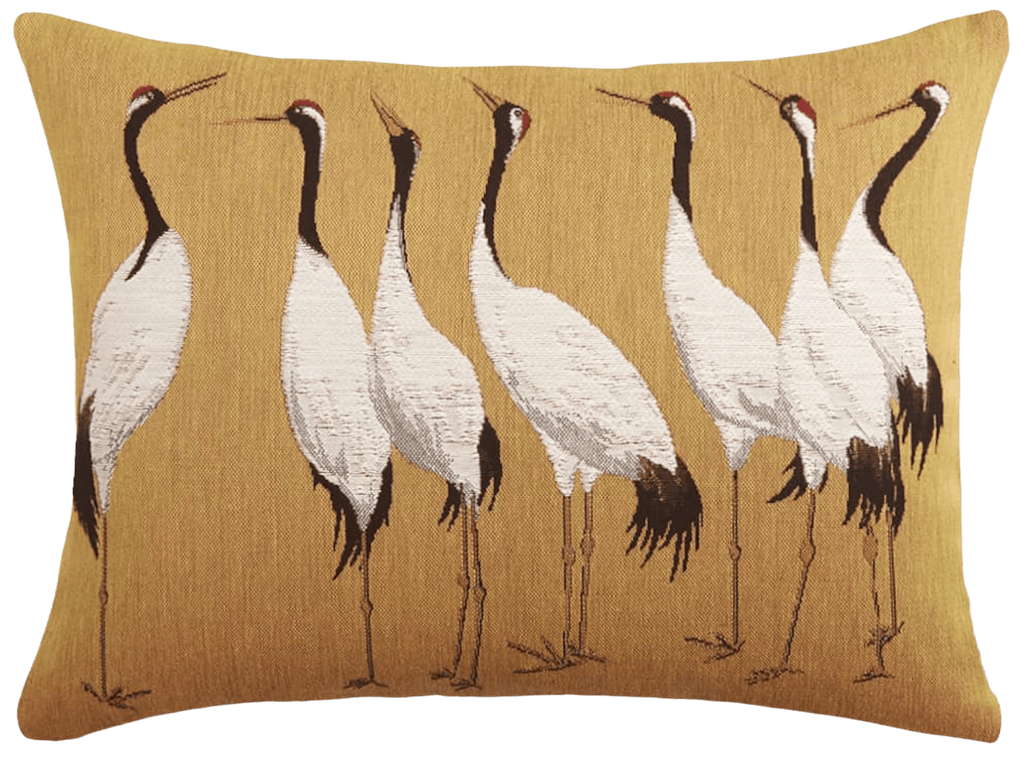 Gobelinkissen Lutex KRANICHE SIEBEN SENFGELB schmal 37x48 cm