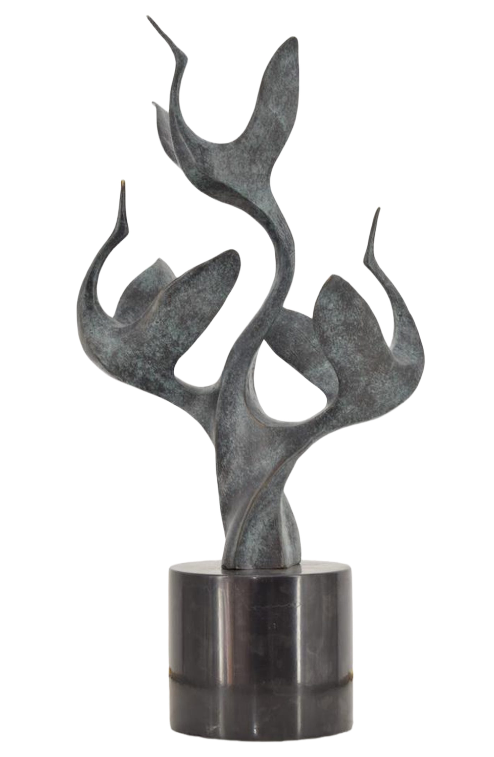 Bronzefigur Vogel DREI KRANICHE, abstrakt