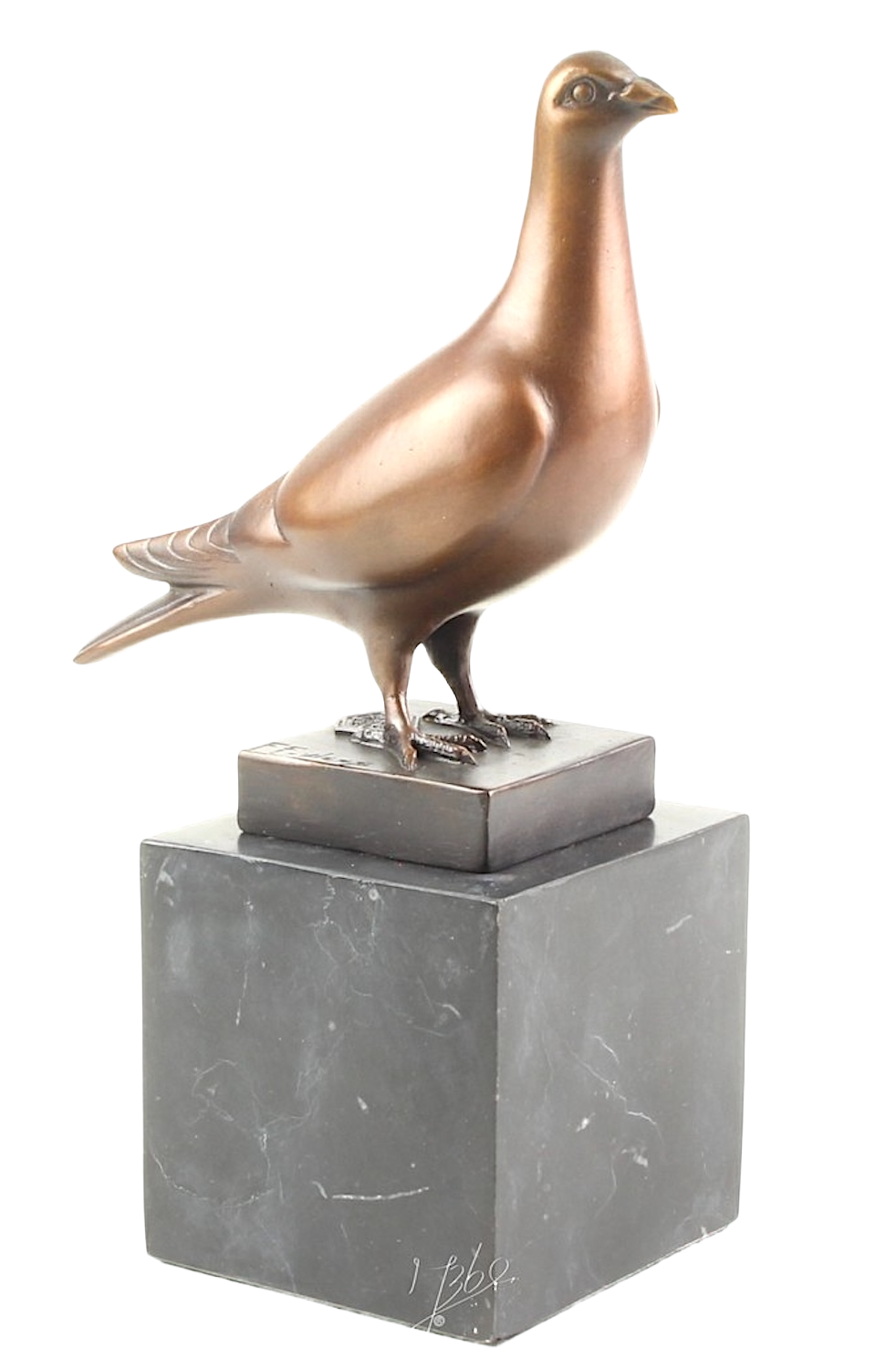Bronzefigur Vogel TAUBE JONAS auf Steinpodest