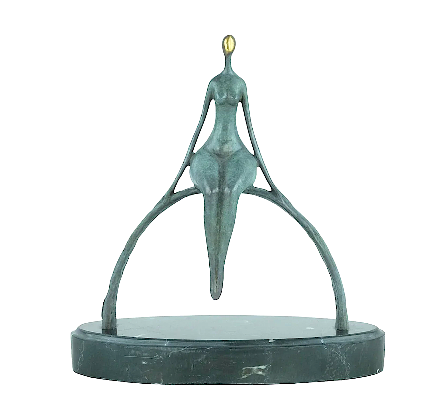 Bronzefigur NANCY auf Steinsockel, 23 cm
