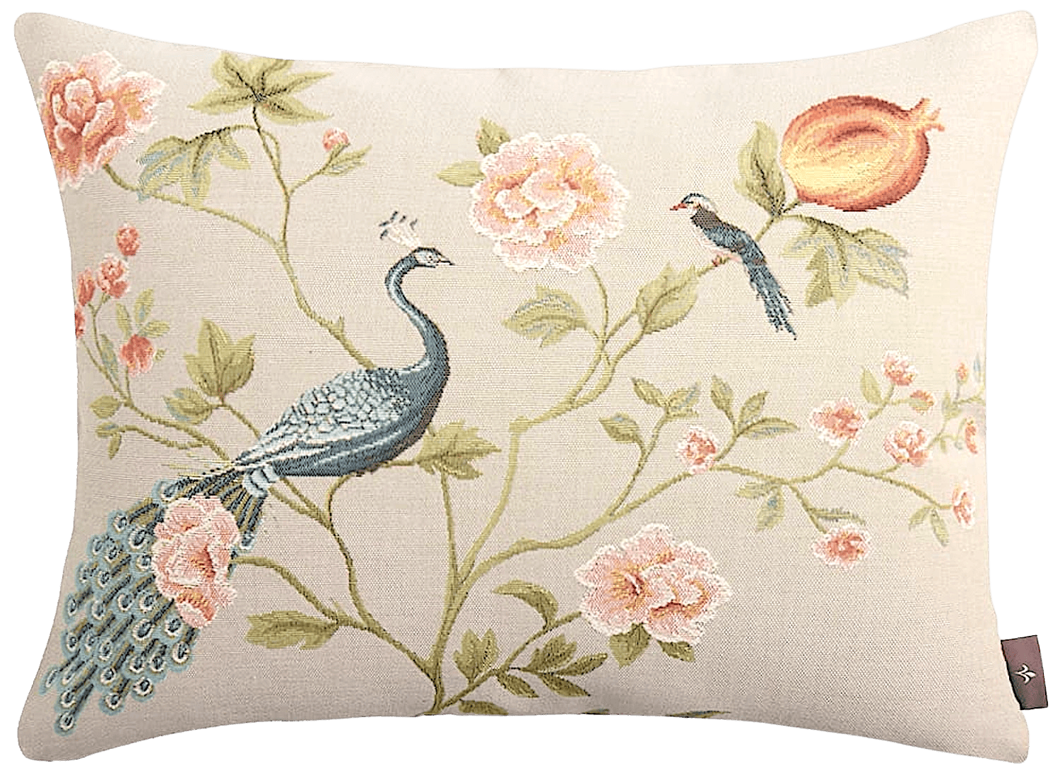 Gobelinkissenhülle Art de Lys STILLLEBEN PFAU türkis schmal 38x48 cm