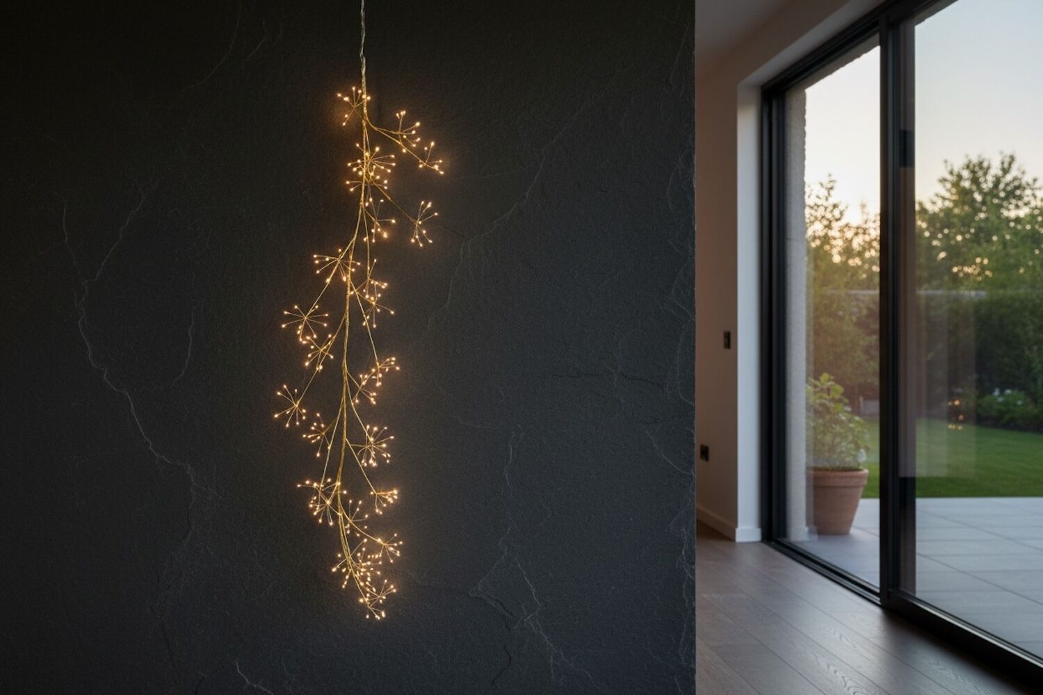 LED LICHTOBJEKT 280 Lichter, 150 cm, Cluster, Lichtzweig, golden