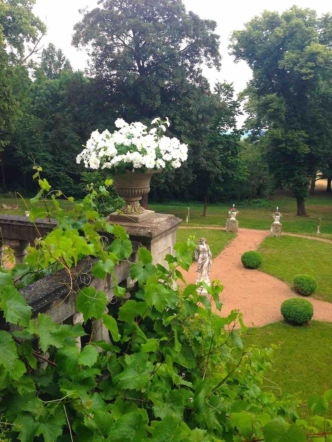 Schloss Rogäsen, Potsdam-Mittelmark: Diverse Steinvasen in verwunschener Umgebung. Schloss Rogäsen, Potsdam-Mittelmark: Diverse Steinvasen in verwunschener Umgebung.