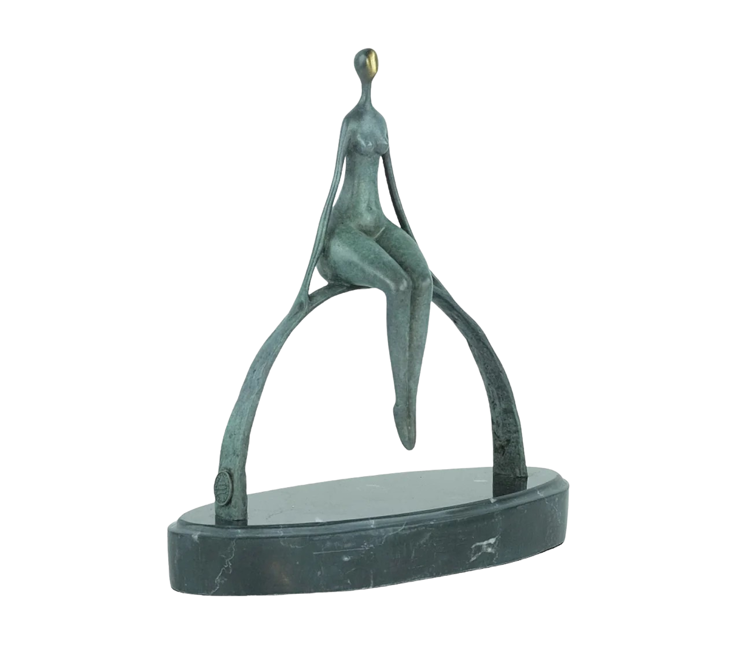 Bronzefigur NANCY auf Steinsockel, 23 cm