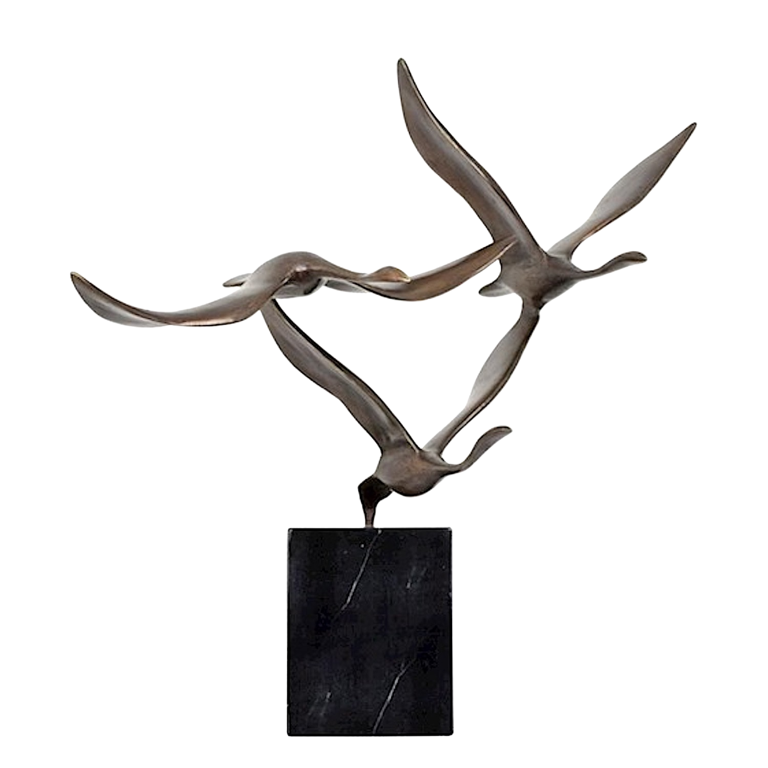 Bronzefigur Vogel Gans DREI FLIEGENDE GÄNSE, 60 cm