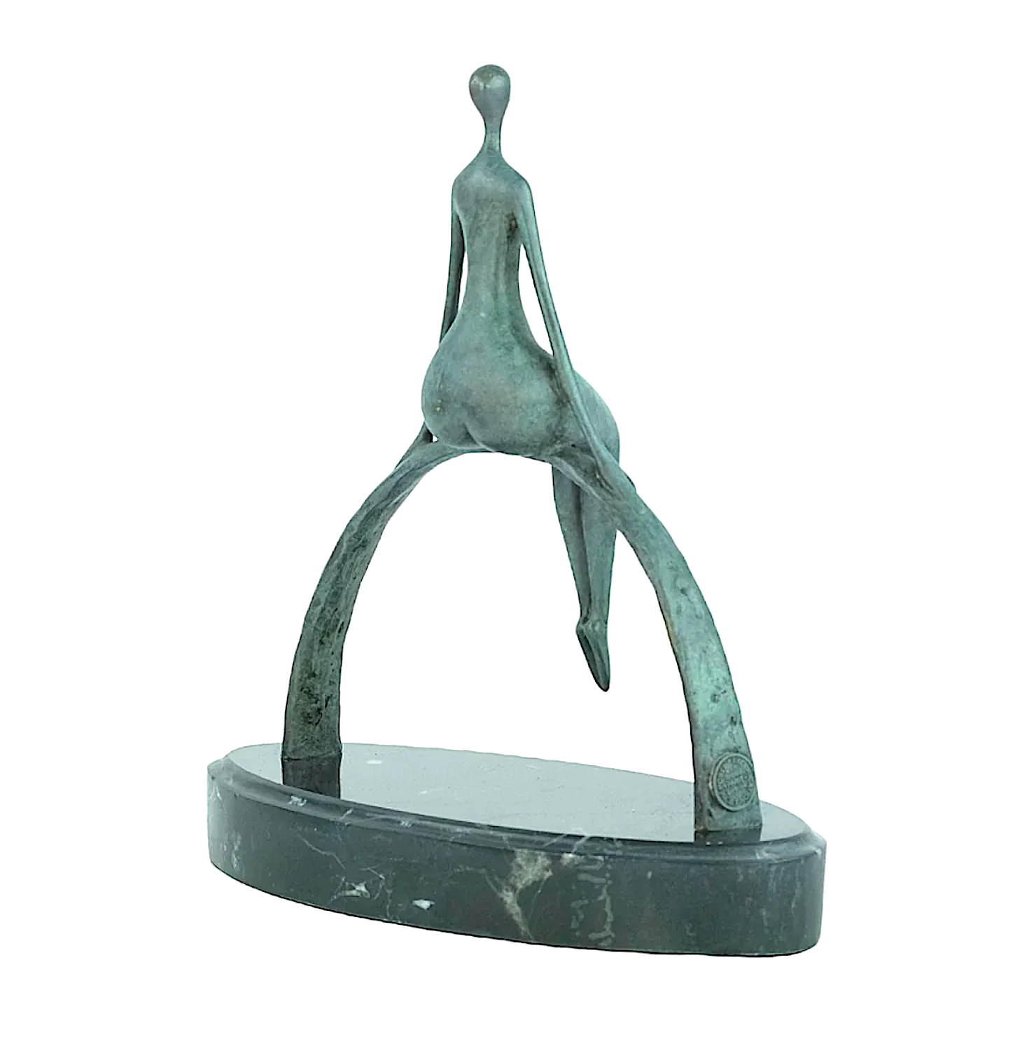 Bronzefigur NANCY auf Steinsockel, 23 cm