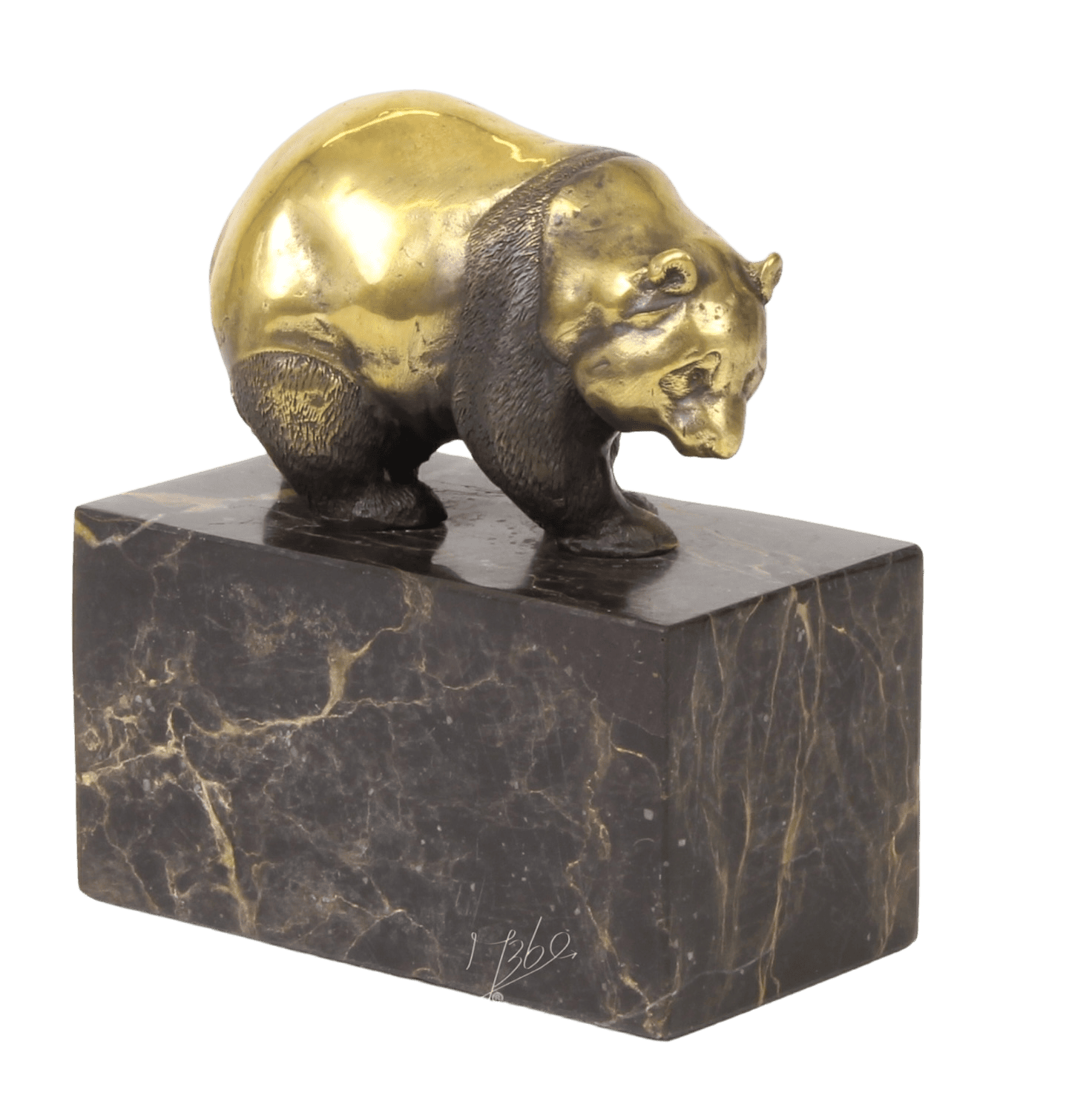 Bronzefigur Bär LAUFENDER PANDA auf Steinsockel