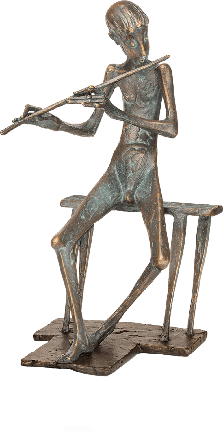 Bronzefigur FLÖTENSPIELER (von Kurtfritz Handel)