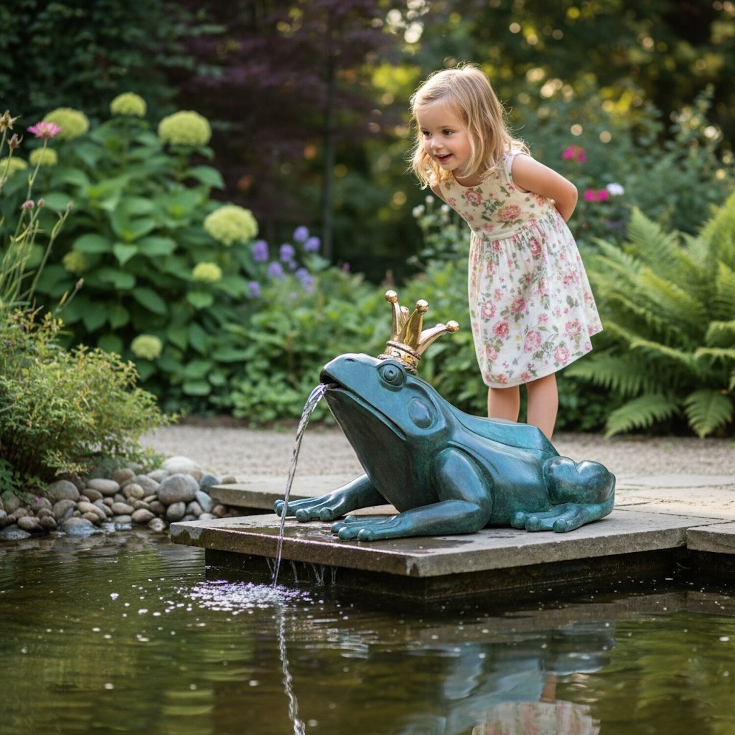 Bronzewasserspeier Frosch FRODI, Bronzefrosch, 80 cm