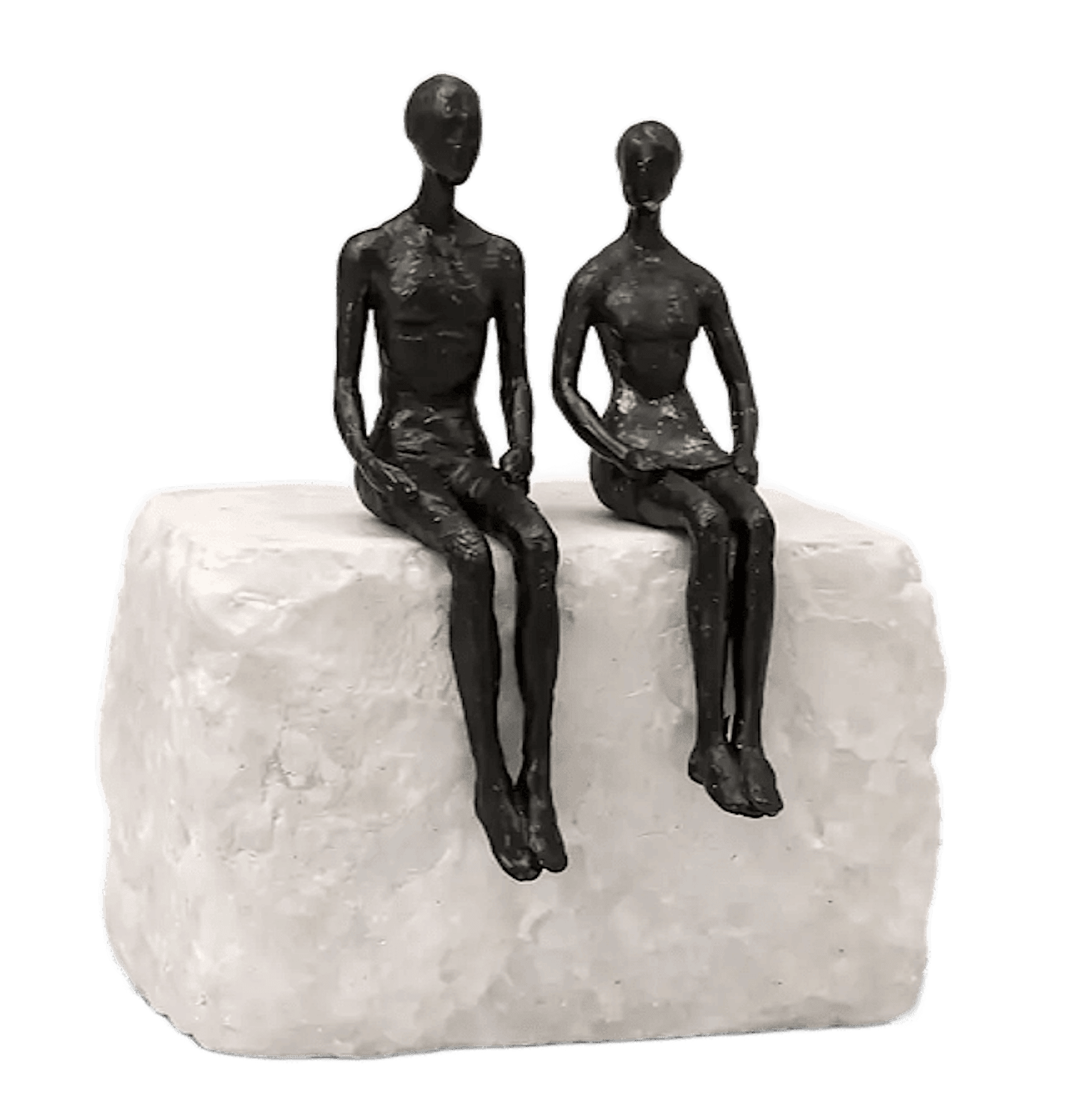 Bronzefigur Paar LAUREN und LUIGI auf Steinsockel