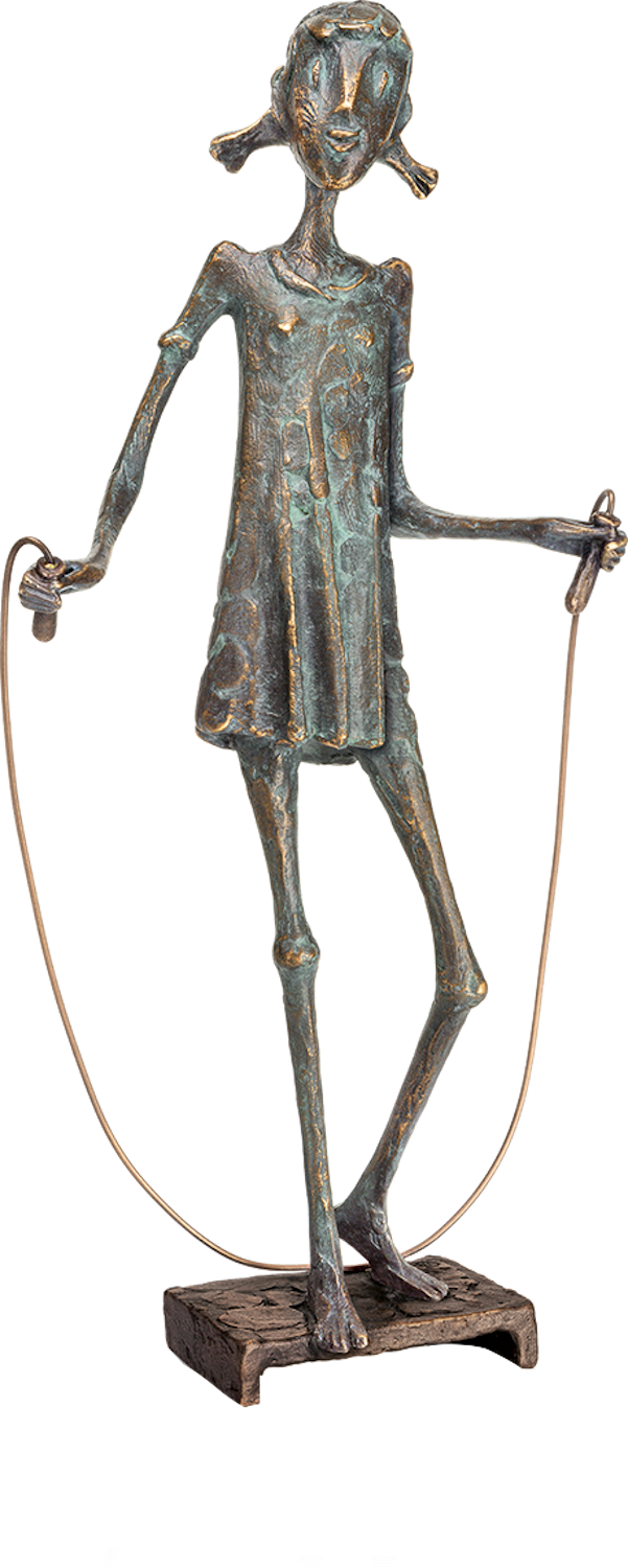 Bronzefigur MÄDCHEN MIT SPRINGSEIL (von Kurtfritz Handel)