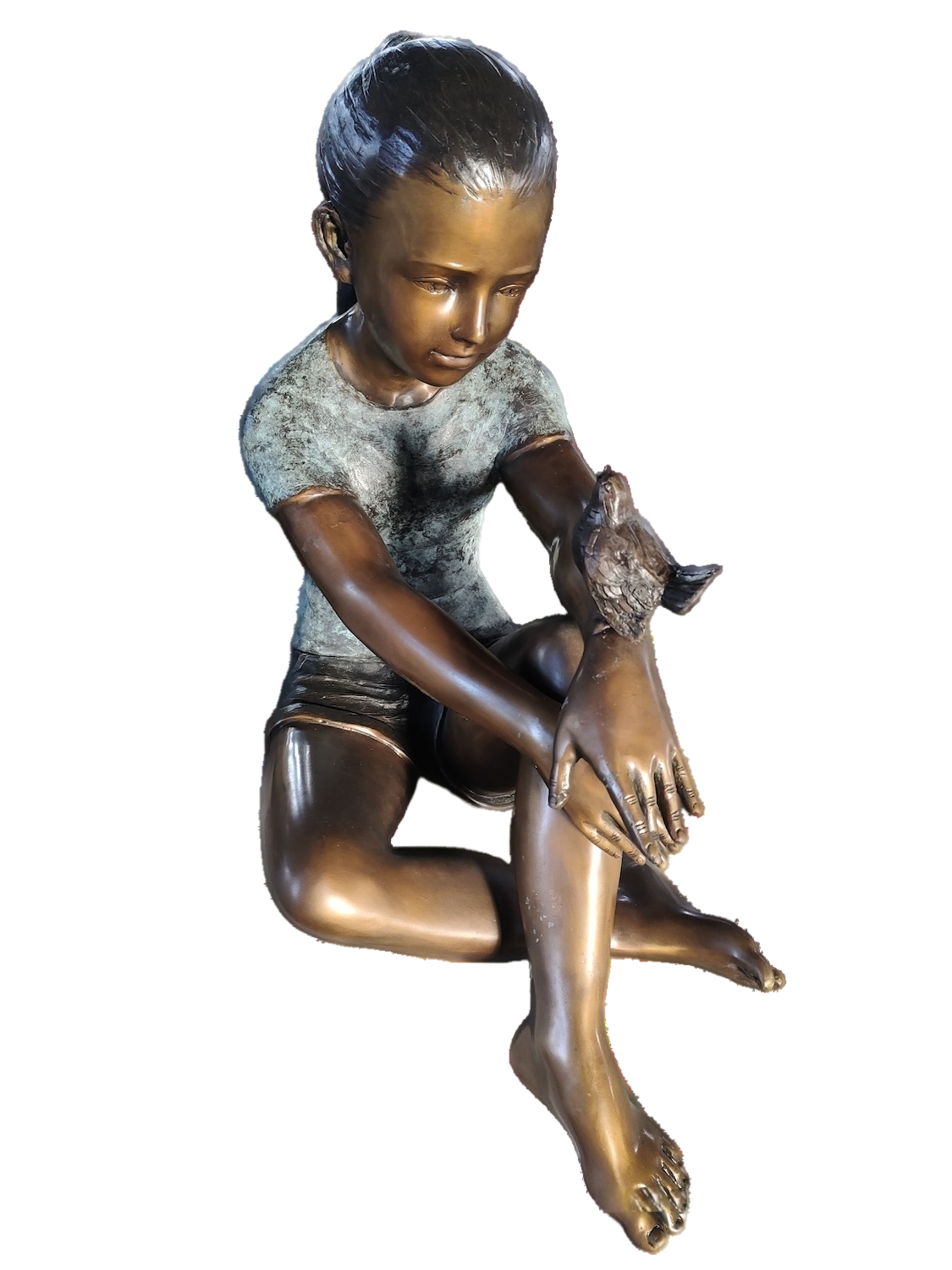 Bronzefigur LAURA Sitzendes Mädchen mit Blume