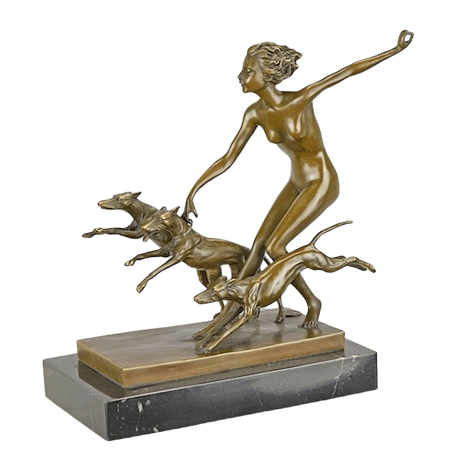 Bronzefigur DIANA MIT HUNDEN, nach Josef Lorenzl