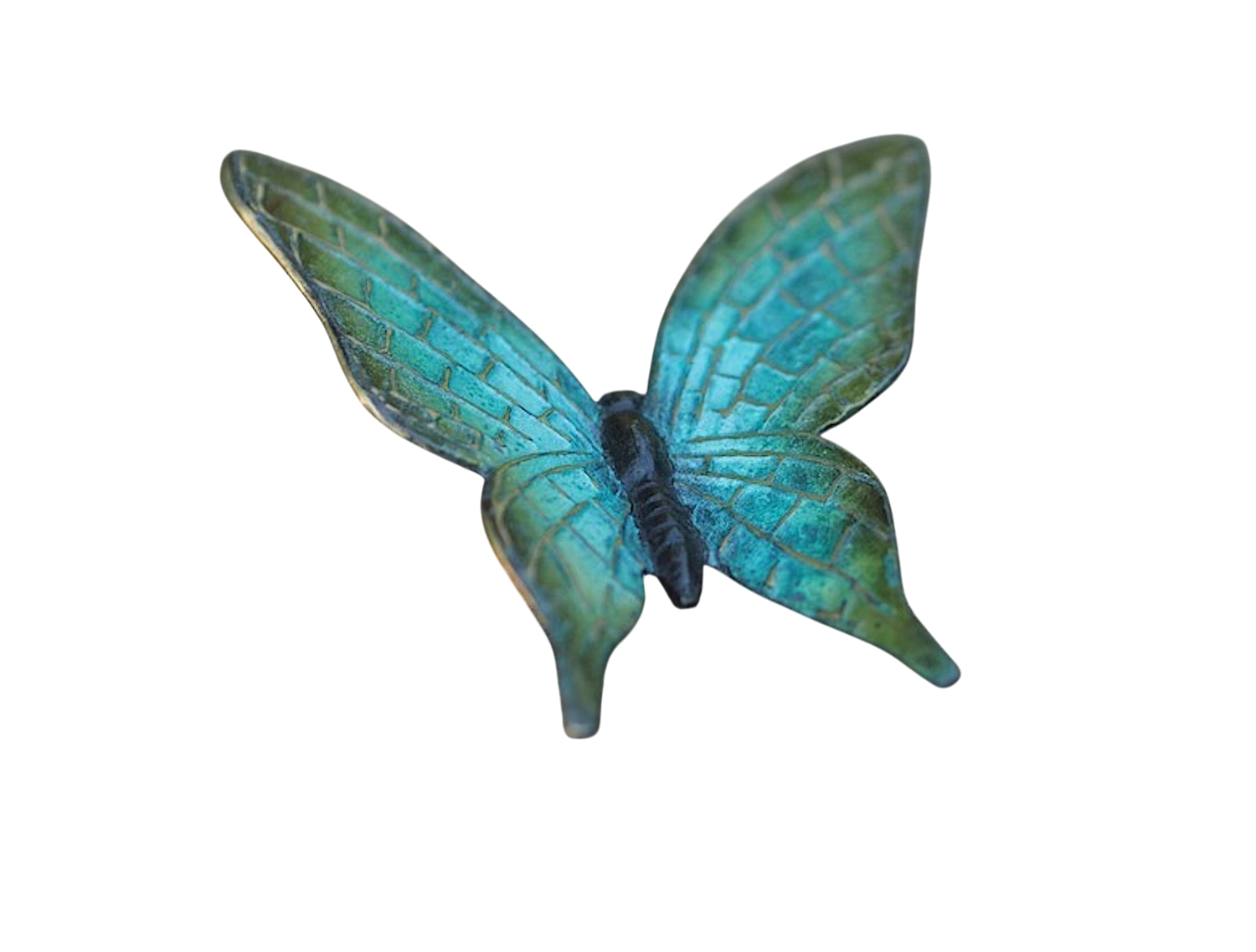 Bronzefigur GRÜNBLAUER SCHMETTERLING, 12 cm