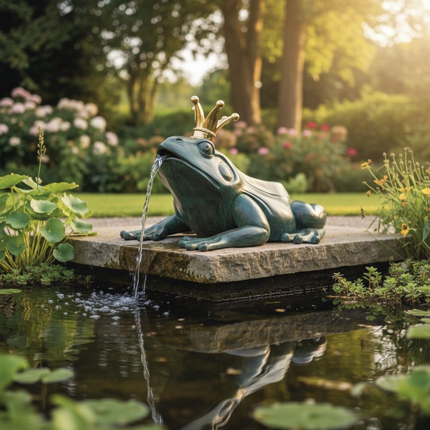 Bronzewasserspeier Frosch FRODI, Bronzefrosch, 80 cm