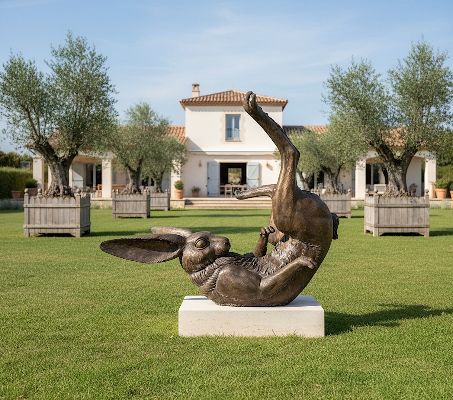 Bronzefigur Hase OSWIN, 130 cm