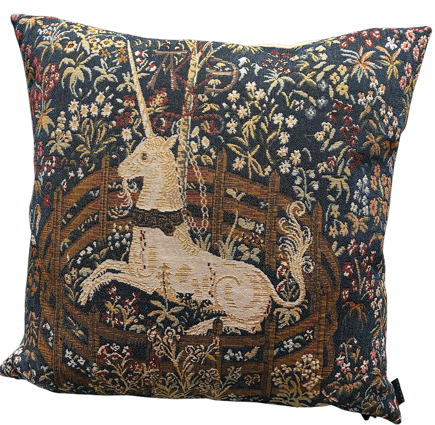 Gobelinkissenhülle Lutex EINHORN in Gefangenschaft blau