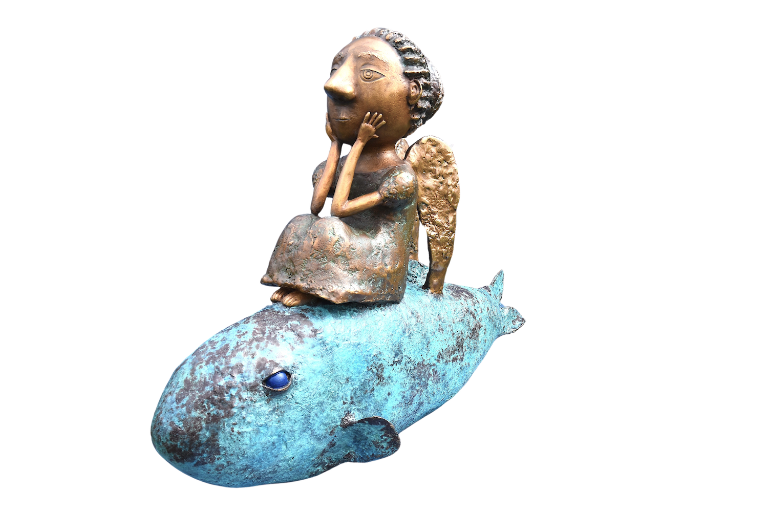 Bronzefigur GIRL ON A FISH (von Natalia Obada)