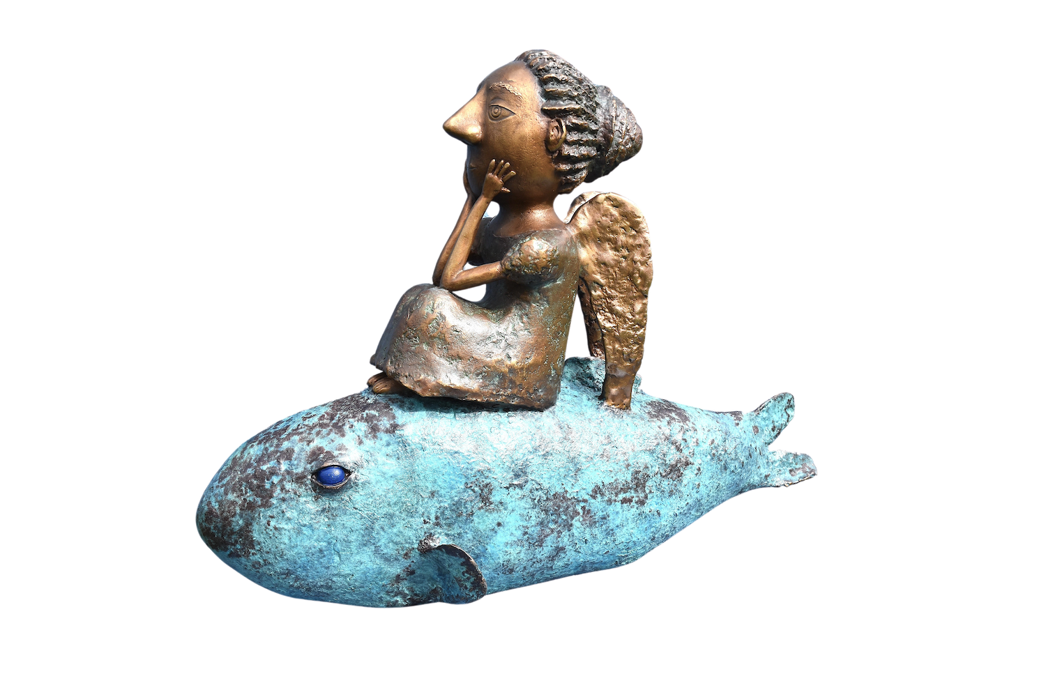 Bronzefigur GIRL ON A FISH (von Natalia Obada)