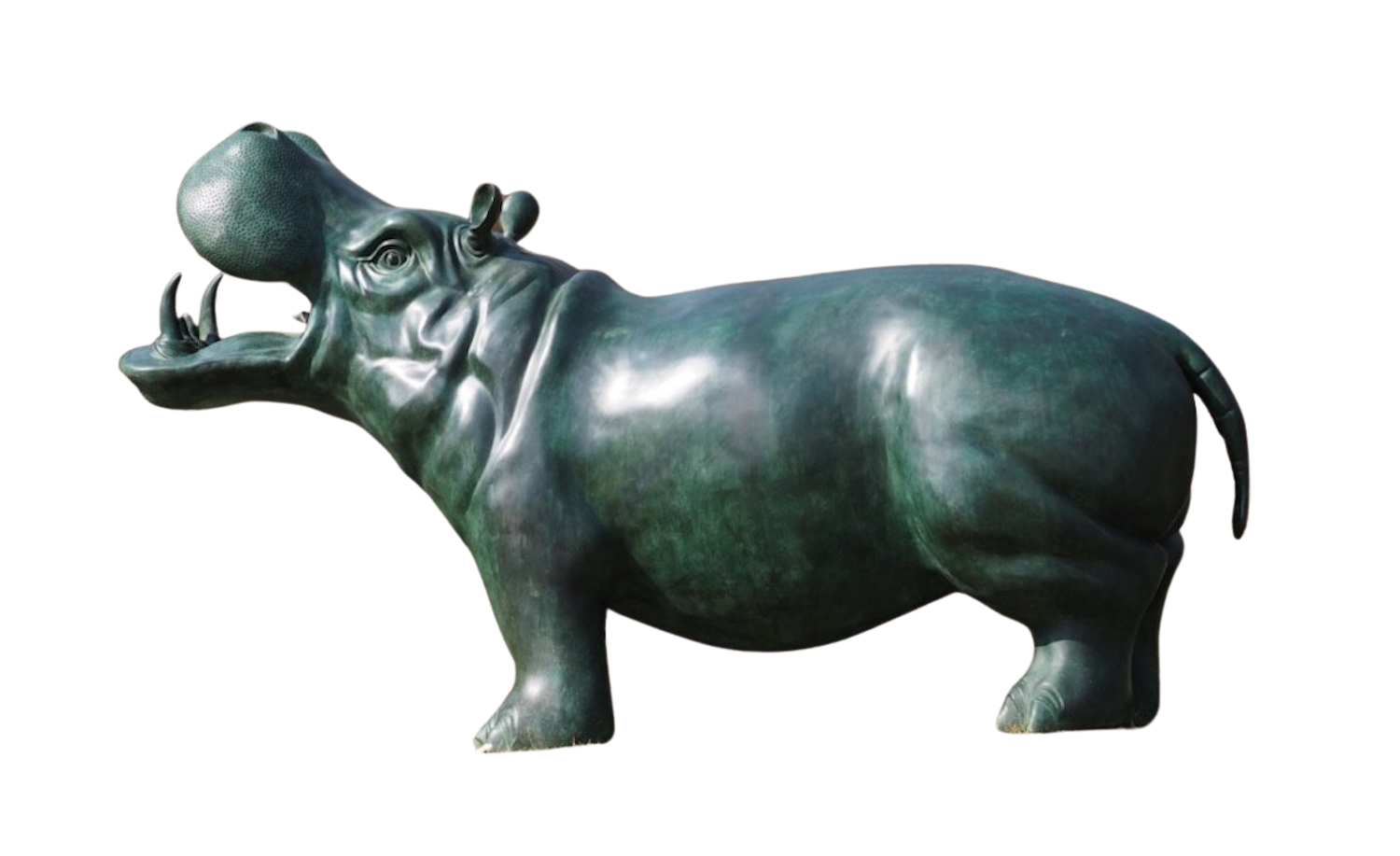 Bronzefigur Wasserspeier FLUSSPFERD, Nilpferd MEGATONNE