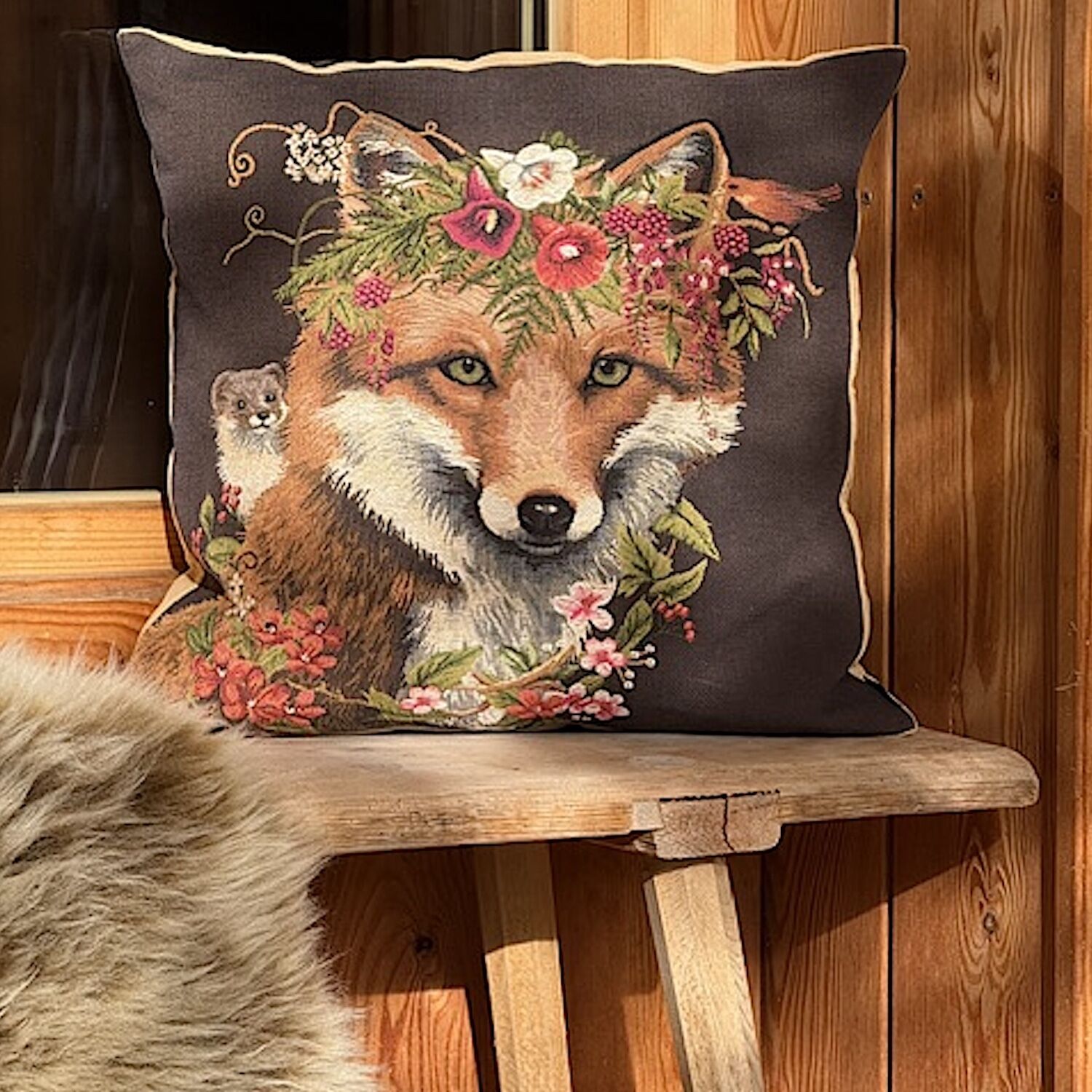 Gobelinkissenhülle Lutex BLUMENFUCHS, 48 x 48 cm