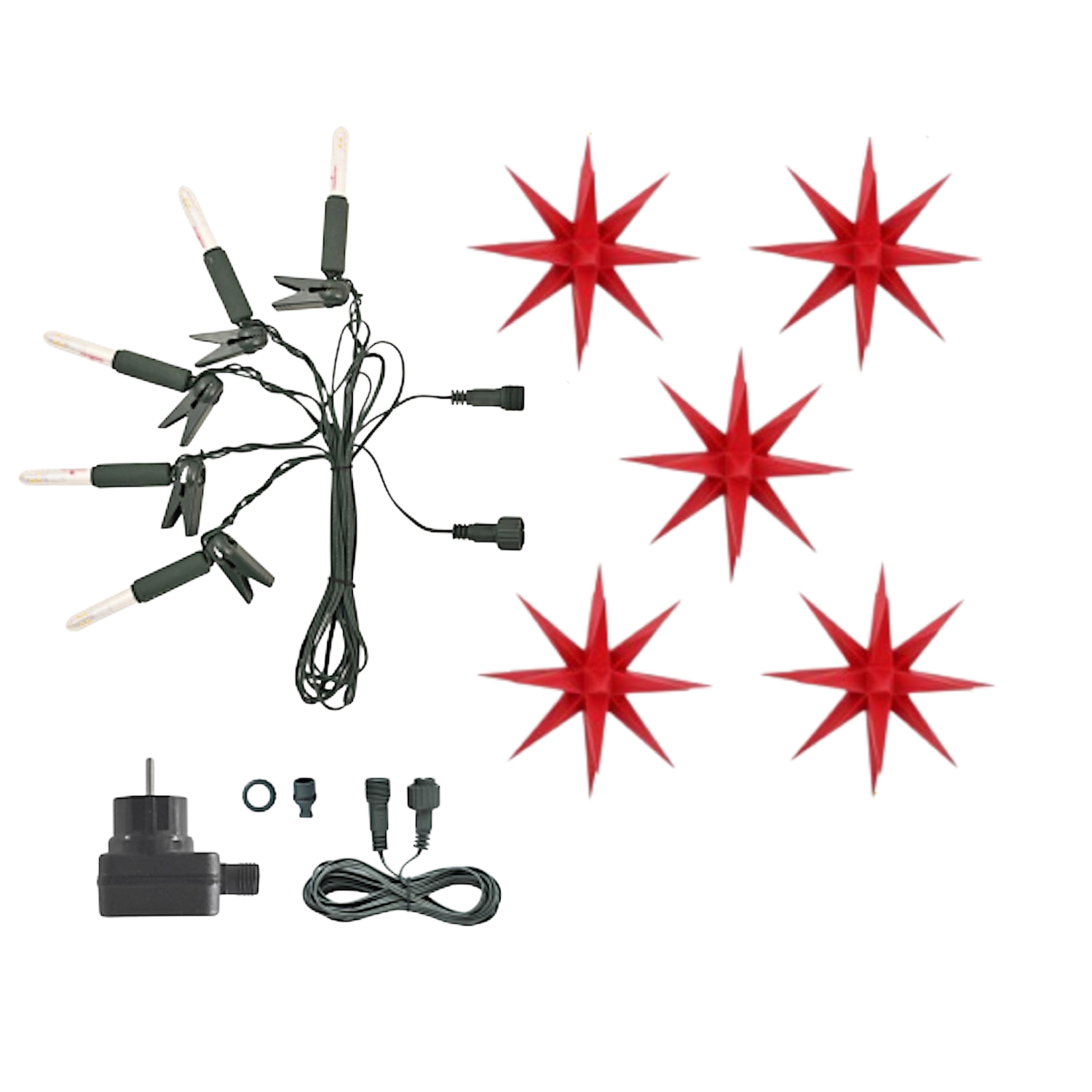 Original HERRNHUTER KURZKZETTE, 5 Sterne A1s, ø 13 cm, LED