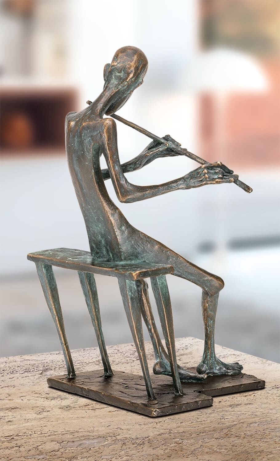 Bronzefigur FLÖTENSPIELER (von Kurtfritz Handel)