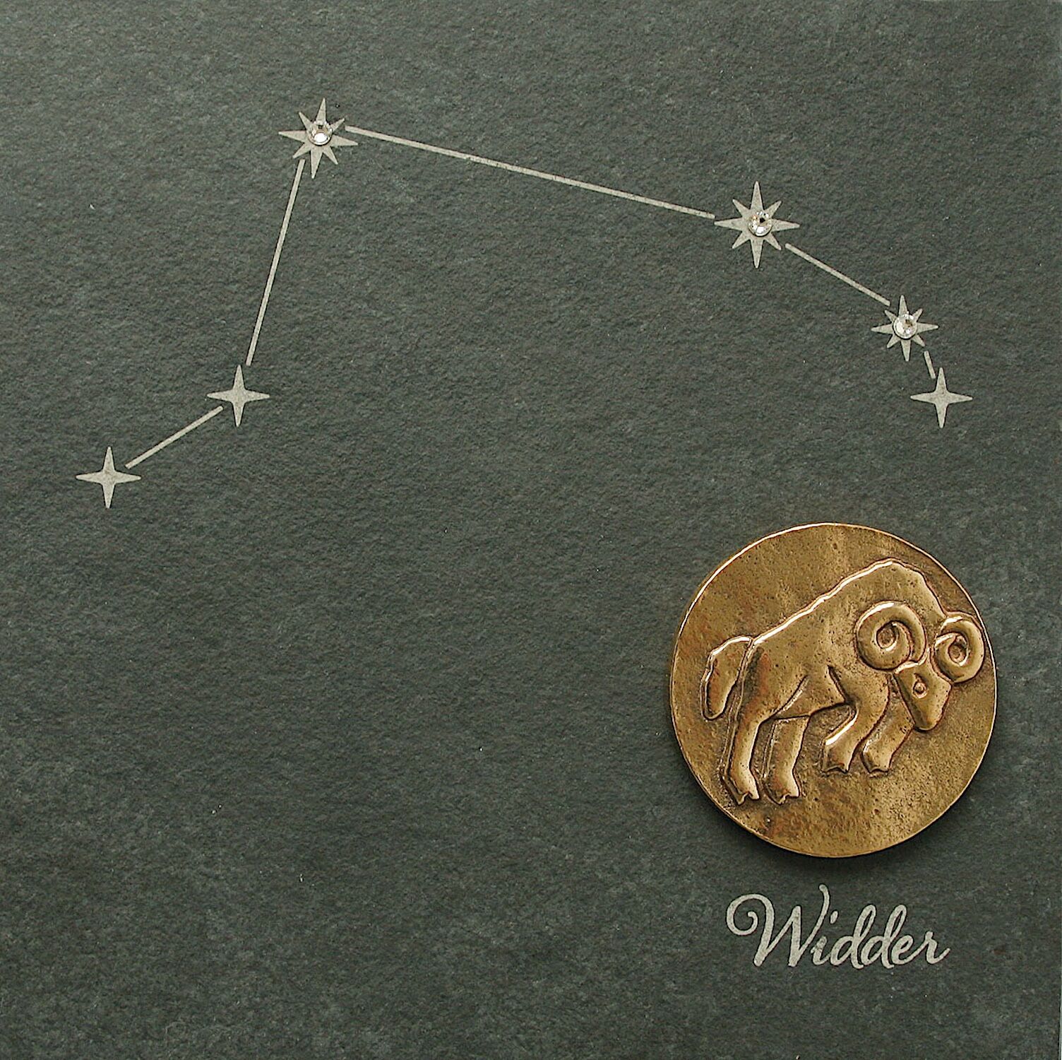 Sternzeichen WIDDER, Bronze auf Schiefer mit Swarovski Elements