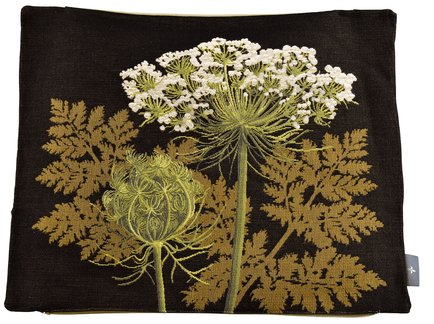 Gobelinkissenhülle Art de Lys WILDE MÖHRE schwarz, weiße Blüte schmal 38 x 48 cm