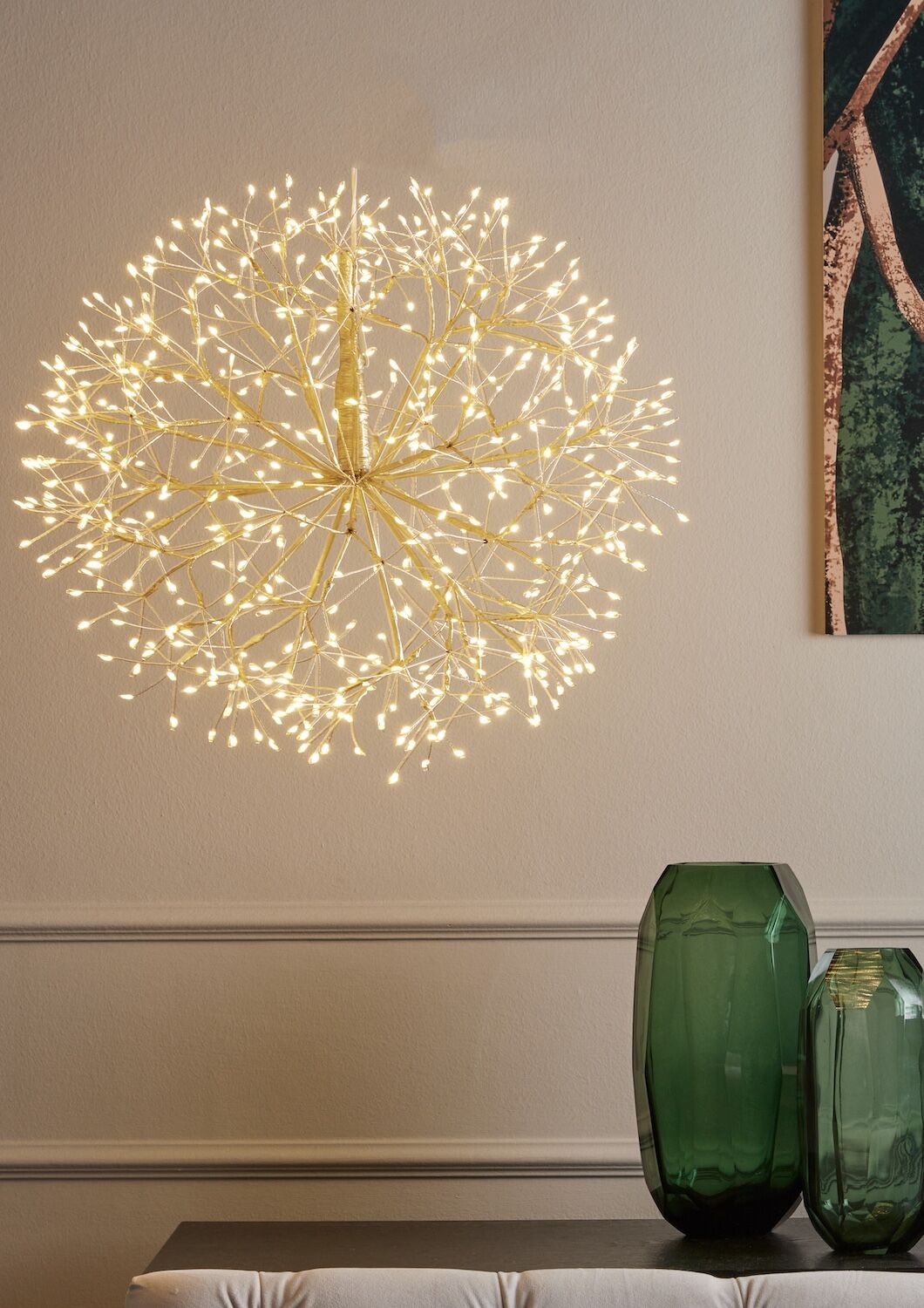 LED LICHTOBJEKT 576 Lichter, 40 cm, Leuchtkugel golden