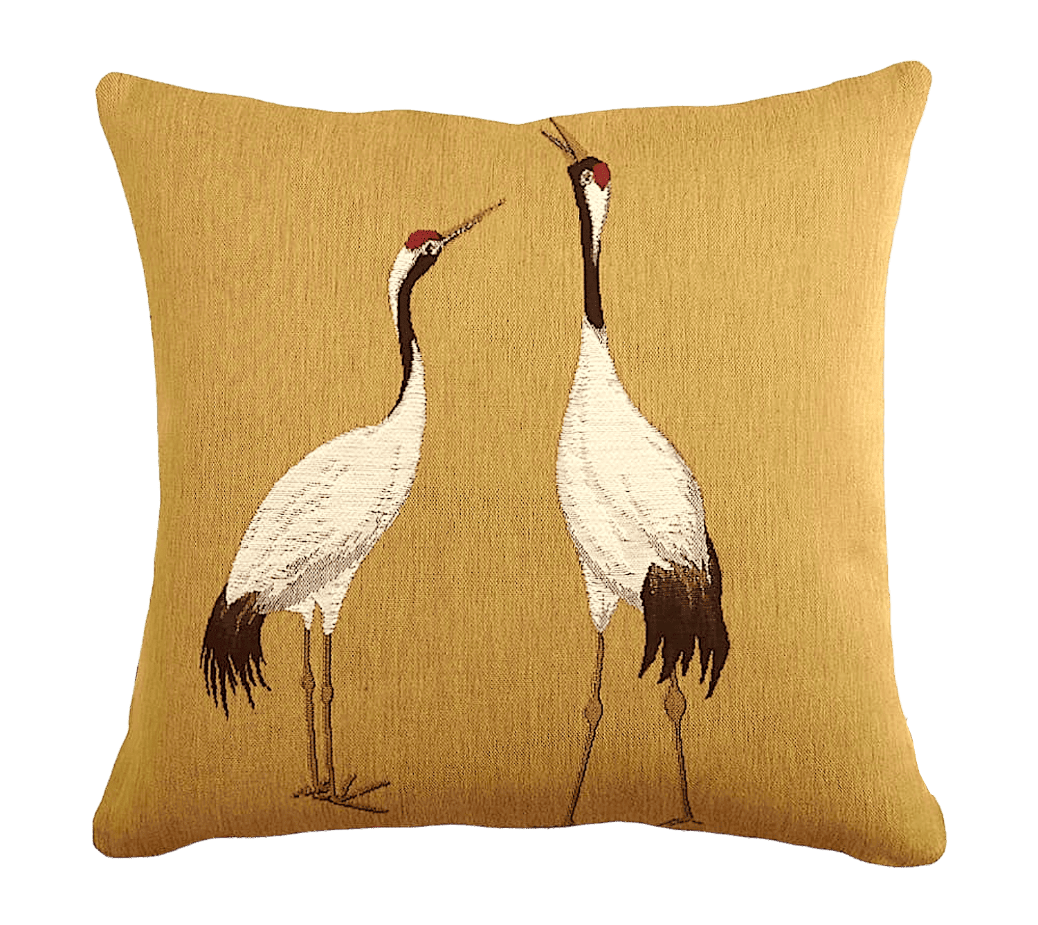 Gobelinkissenhülle Lutex KRANICHE SENFGELB  ZWEI