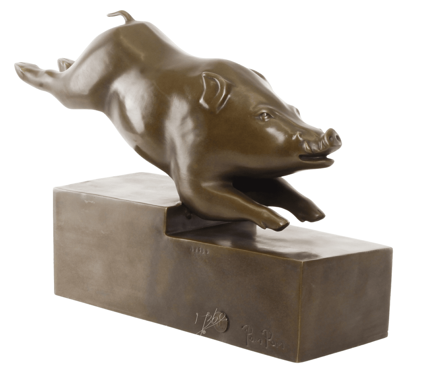 Bronzefigur Schwein SCHWEINS GALOPP, 35 cm