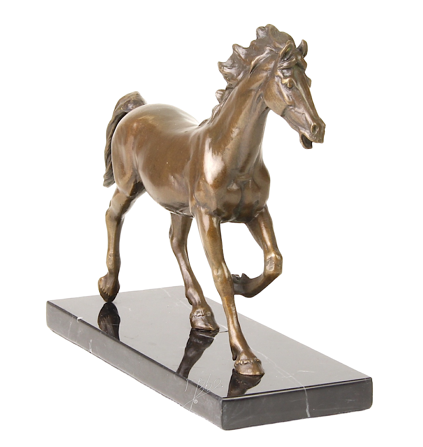 Bronzefigur Pferd SCOUT auf Steinsockel