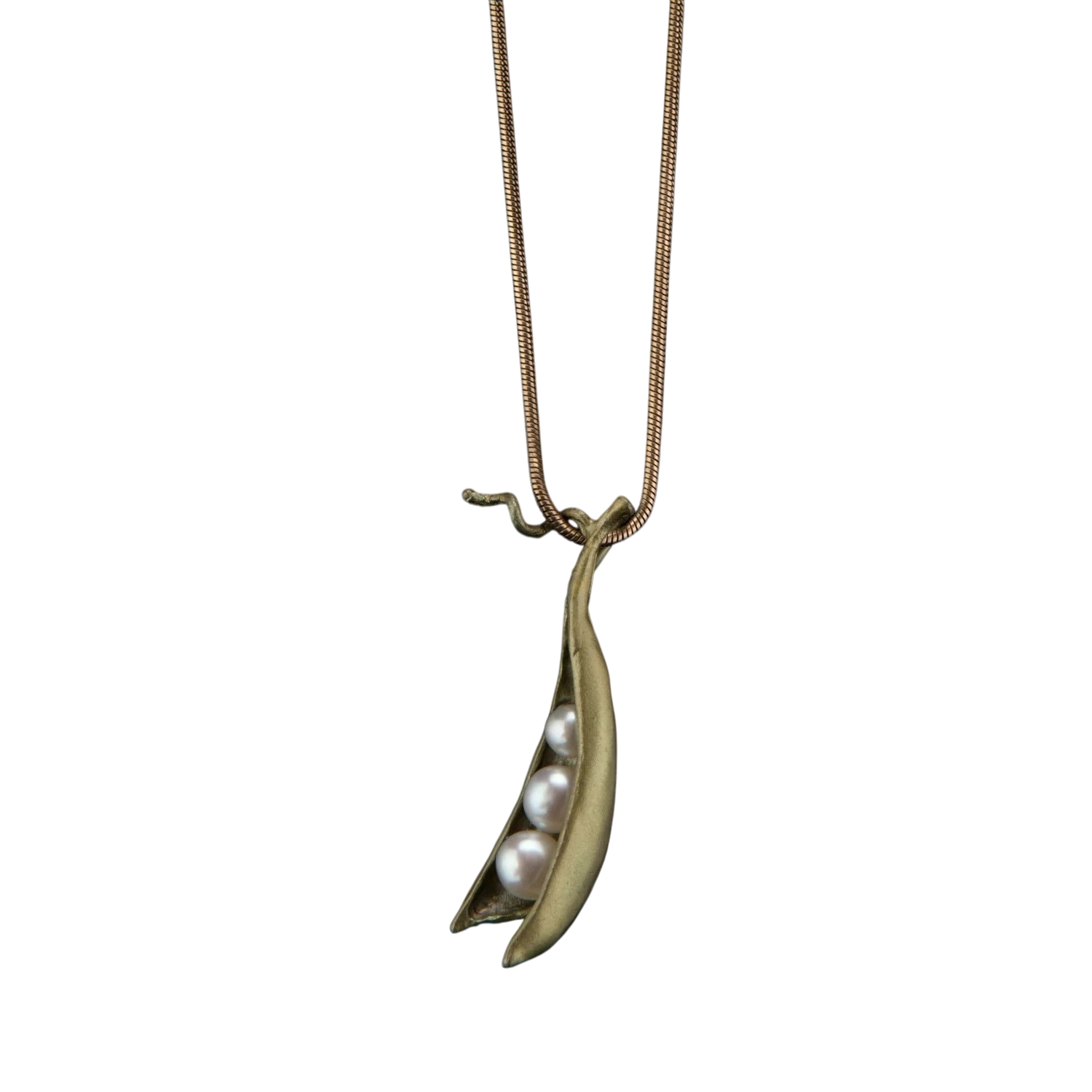Bronzeschmuck ERBSENSCHOTE, Kette Anhänger 3 Perlen