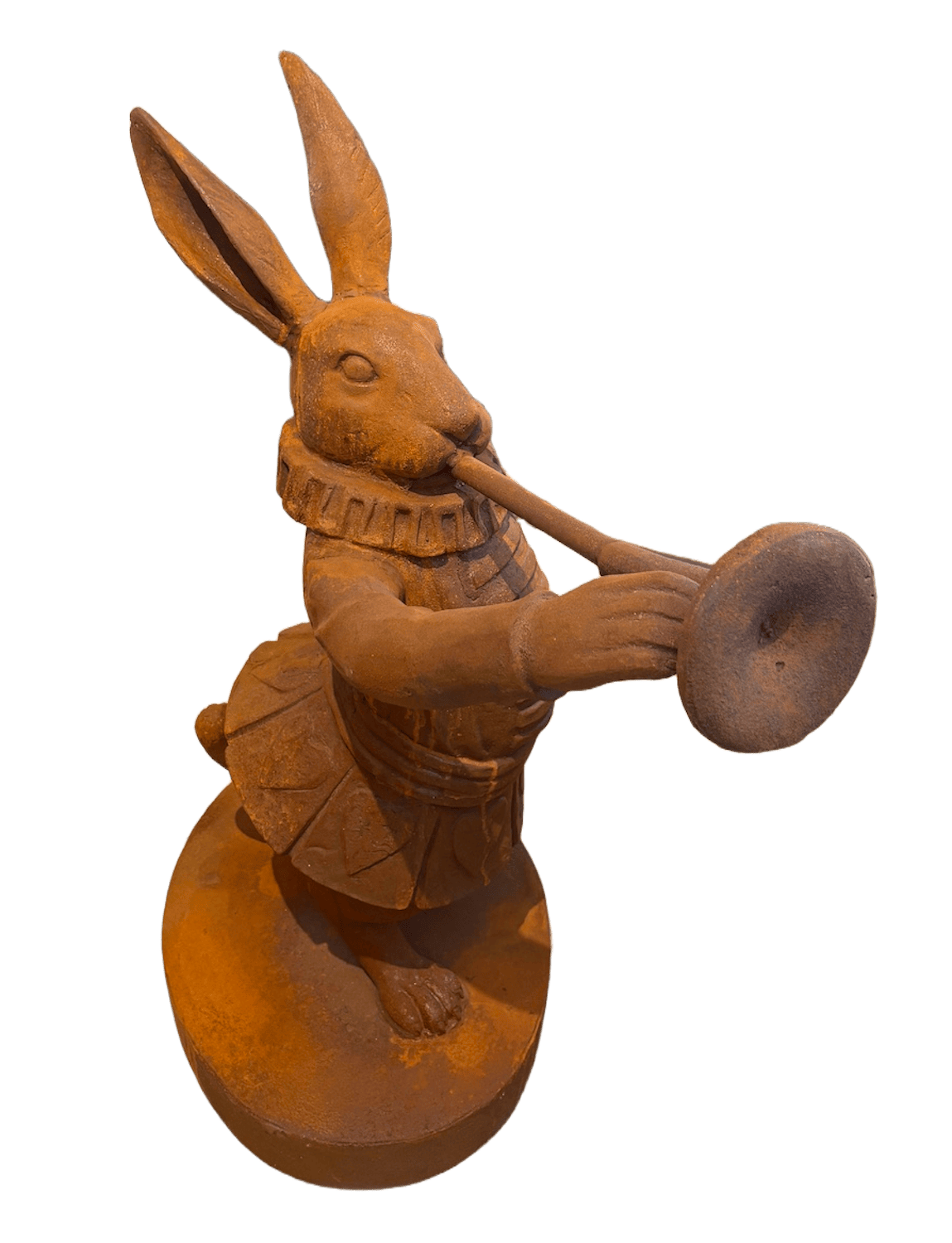 Gusseisen WEISSES KANINCHEN MIT TROMPETE aus Alice im Wunderland, 89 cm