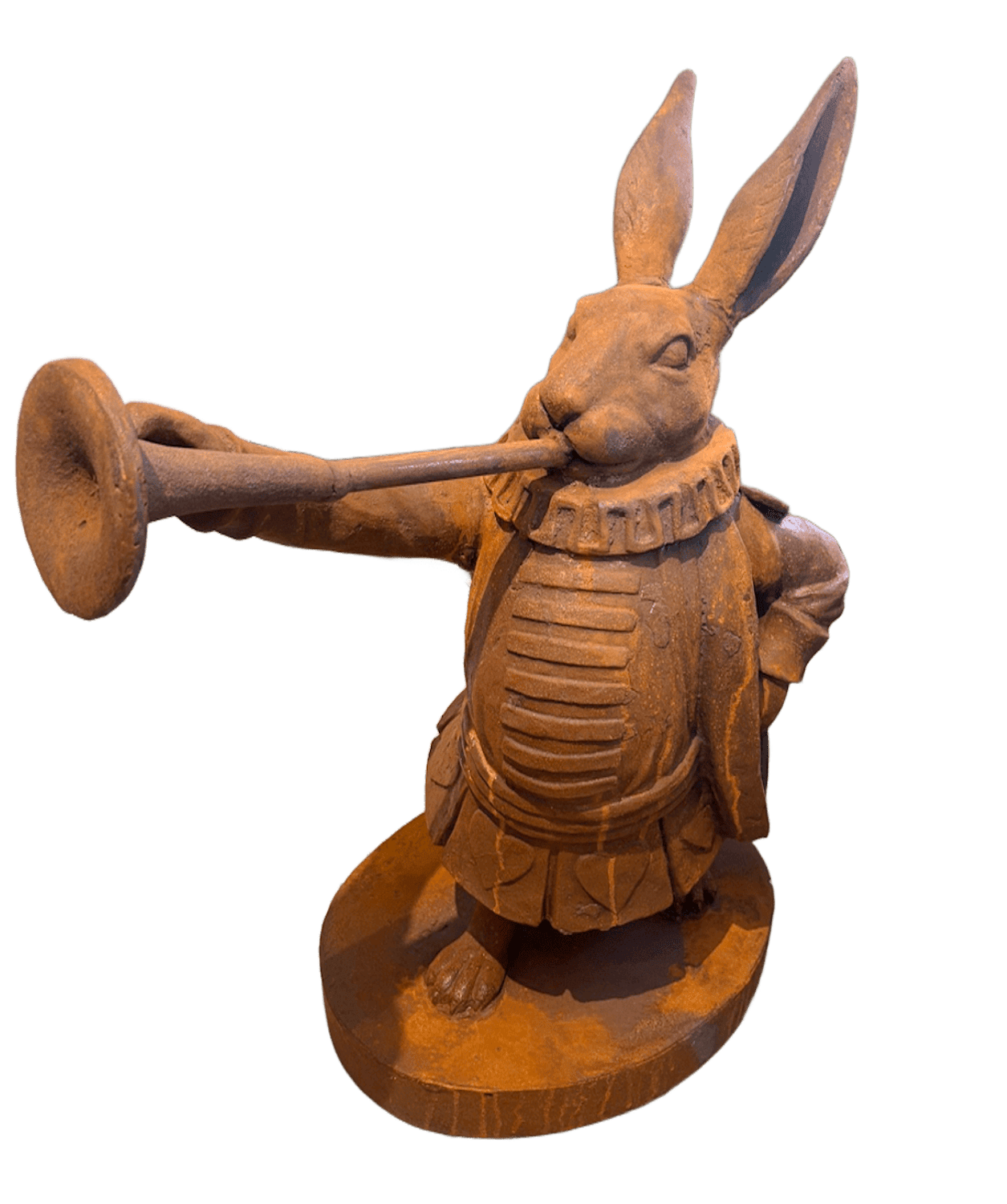 Gusseisen WEISSES KANINCHEN MIT TROMPETE aus Alice im Wunderland, 89 cm