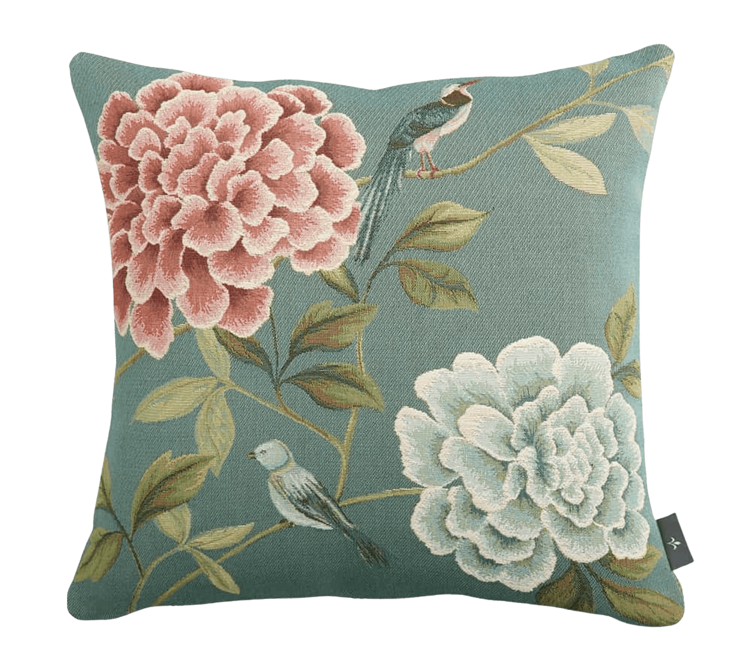 Gobelinkissenhülle Art de Lys STILLLEBEN PFINGSTROSE türkis 48x48 cm