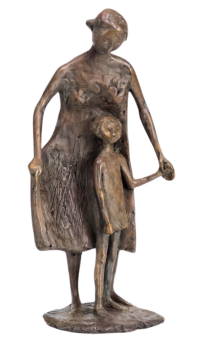 Welzel Bronzefigur KIND FÜHRENDE FRAU, limitierte Künstlerbronze ...