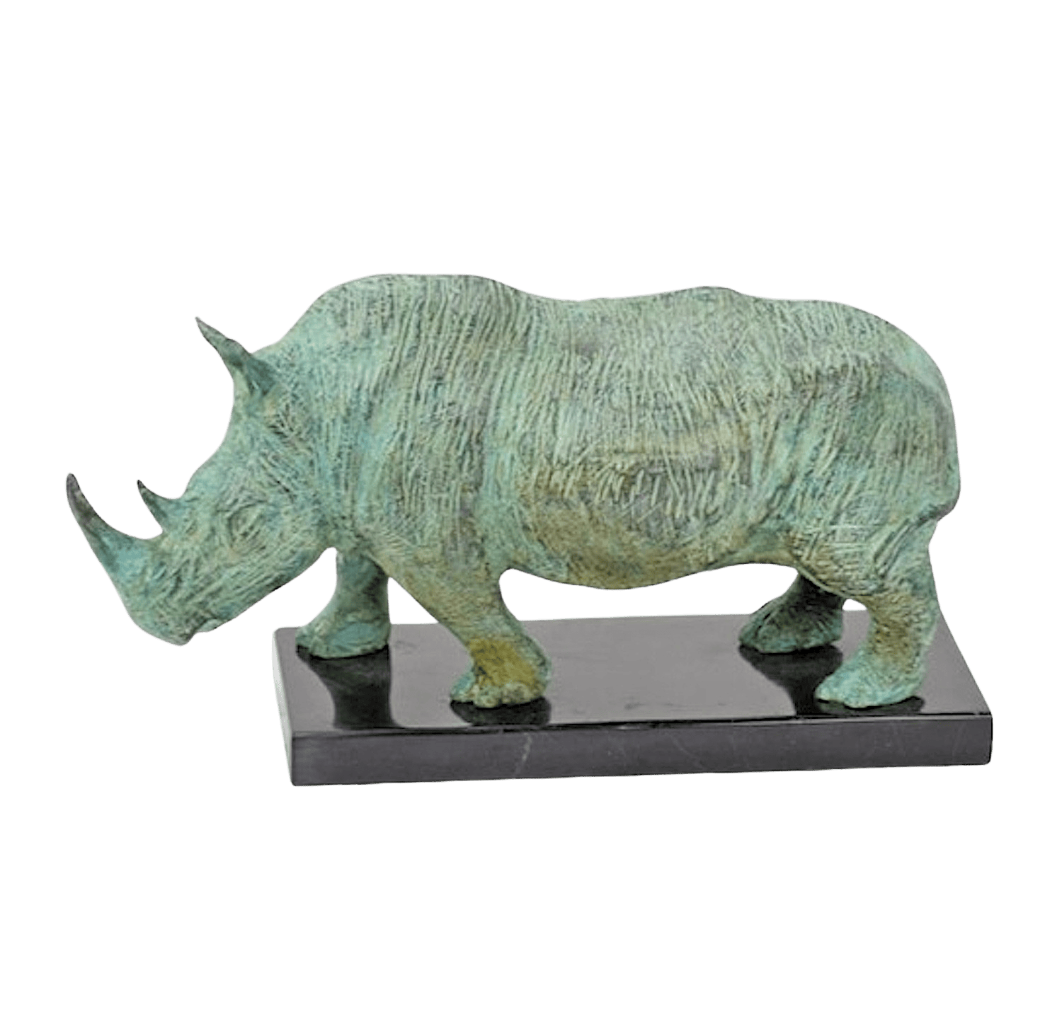 Bronzefigur RHINO Nashorn, Rhinozerus auf Steinsockel, 28 cm