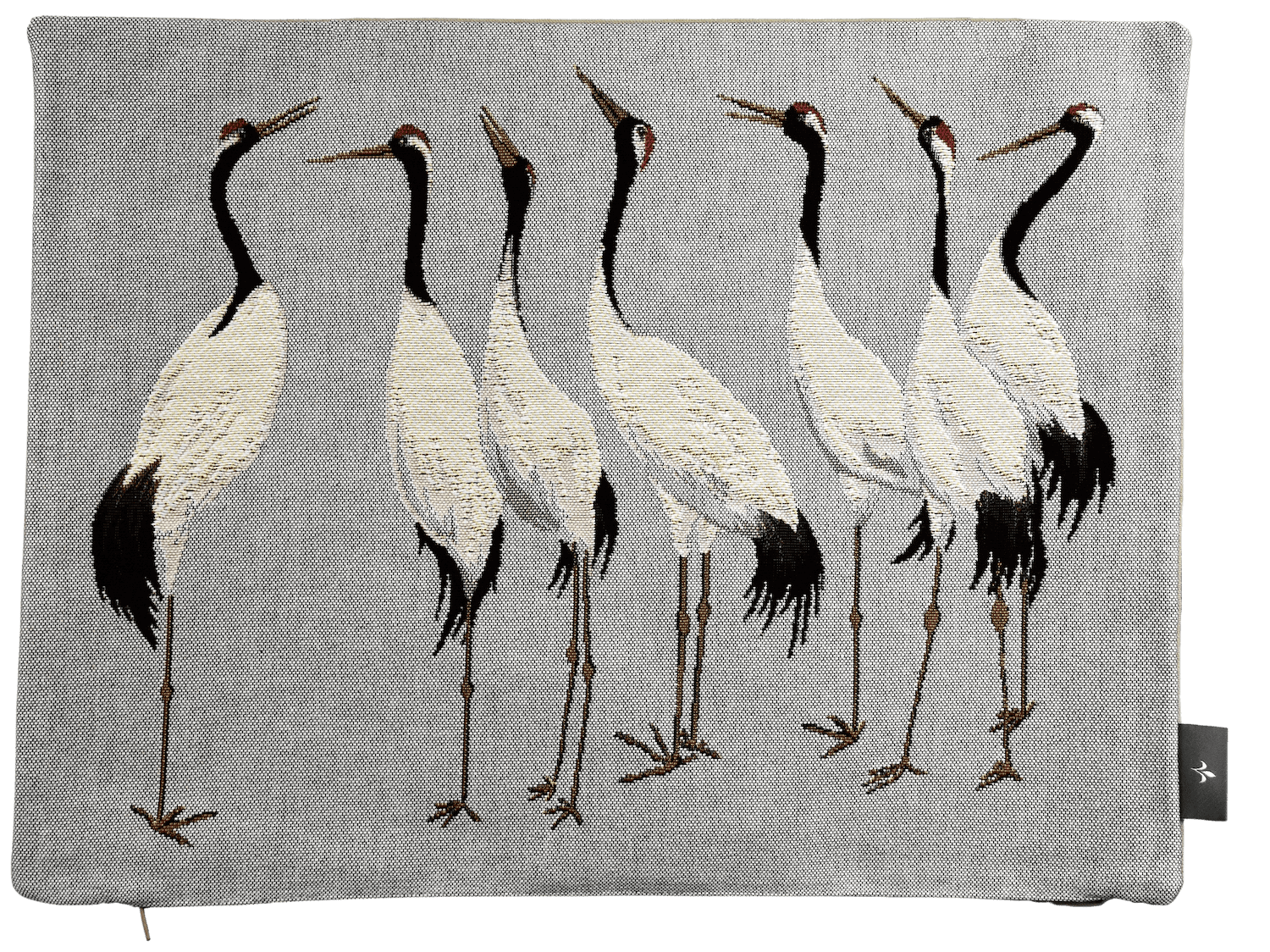 Gobelinkissenhülle Art de Lys KRANICHE SIEBEN grau, schmal , 38 x 48 cm
