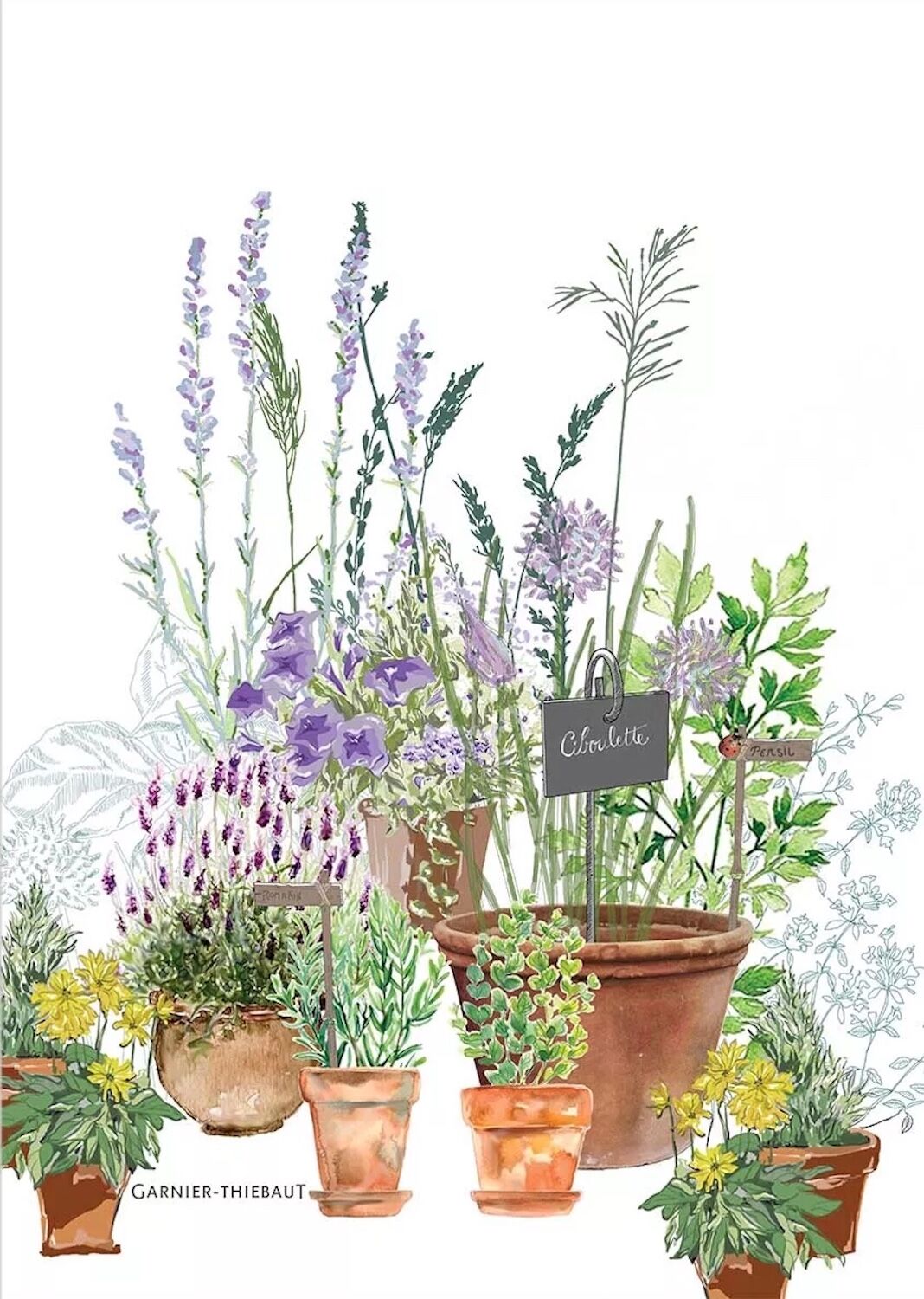 Geschirrtuch PROVENZIALISCHER DUFTGARTEN, Garnier Thiebaut, 50 x 70 cm