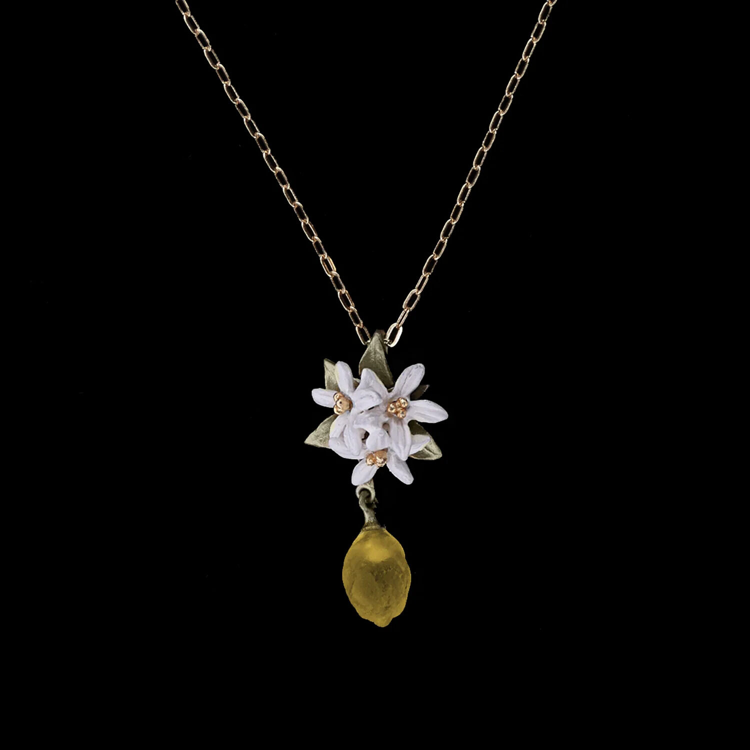 Bronzeschmuck ZITRONE Halskette mit Anhänger Blüte