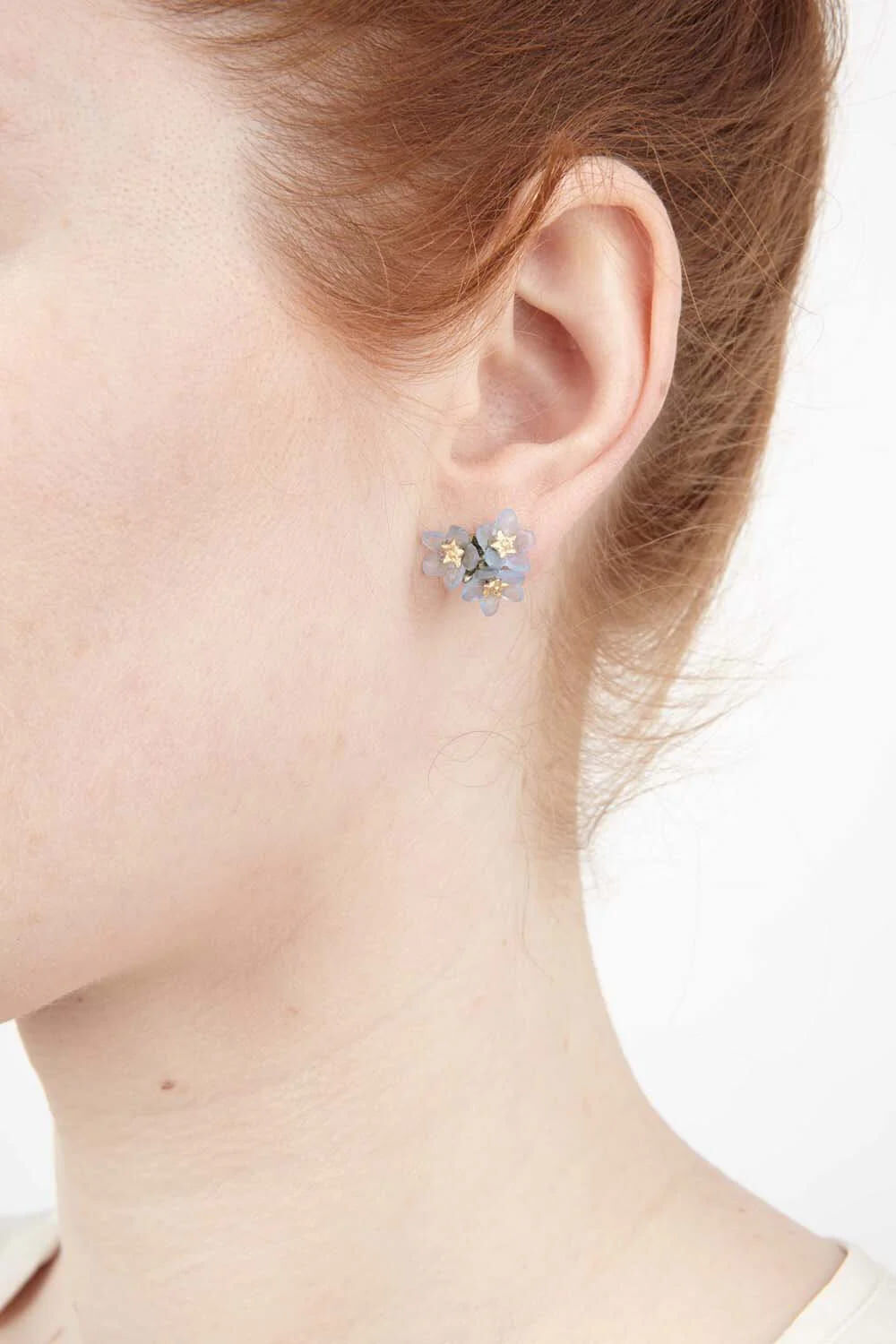 Bronzeschmuck VERGISSMEINNICHT 3 BLÜTEN Ohrstecker, Paar